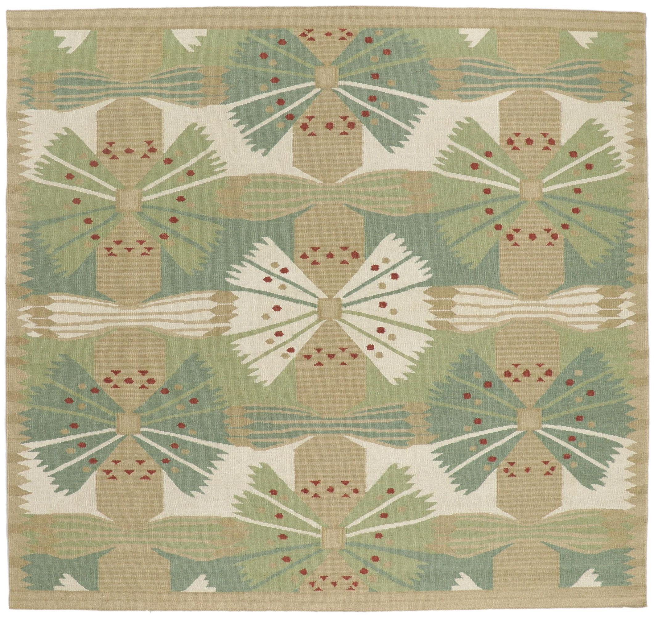 New Scandinavian Modern Swedish Inspired Kilim Röllakan, 09'10 x 10'05 For Sale 3