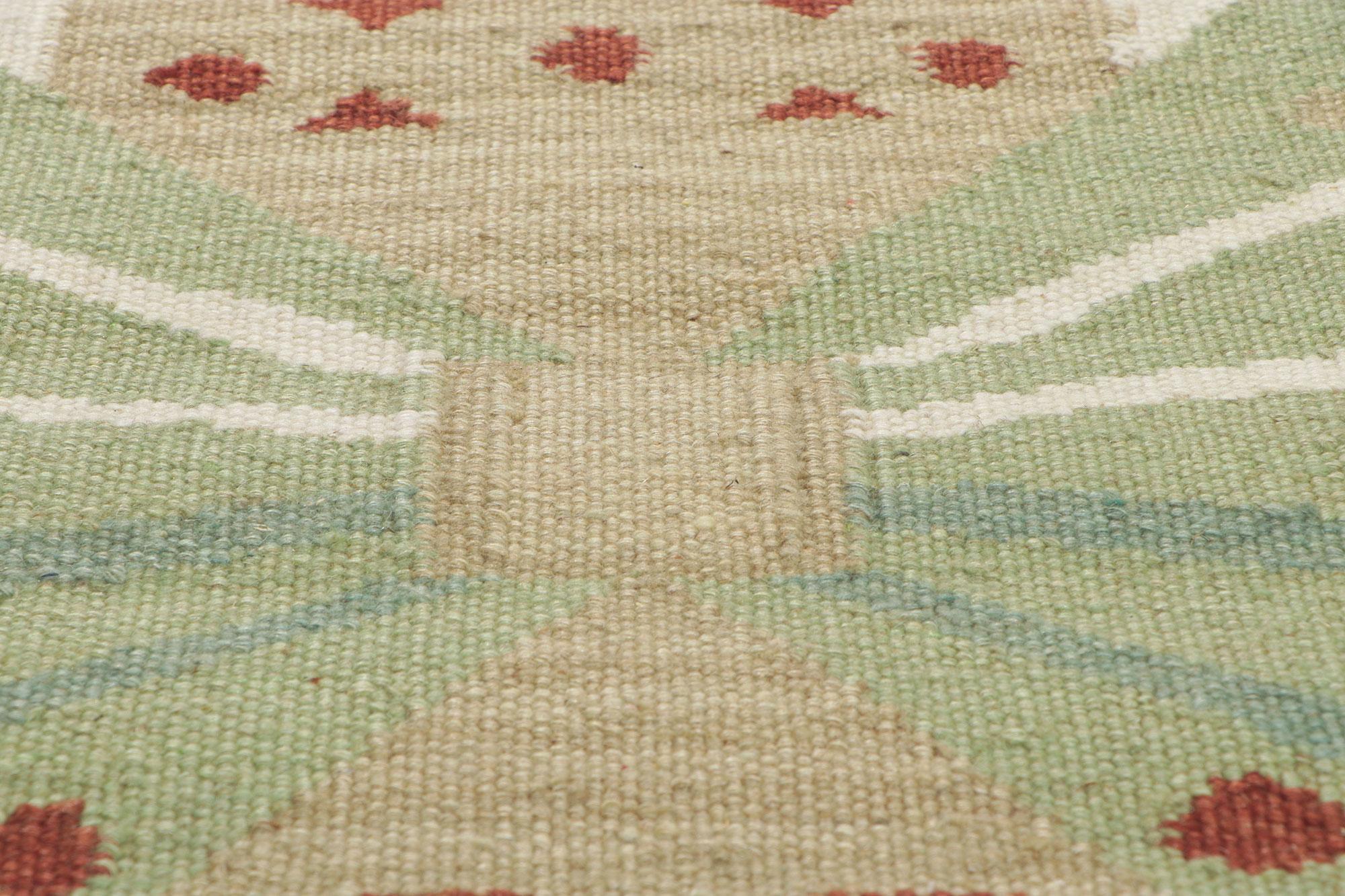 Swedish Inspired Kilim Rug, Scandinavian Modern Meets Biophilic Design In New Condition For Sale In Dallas, TX