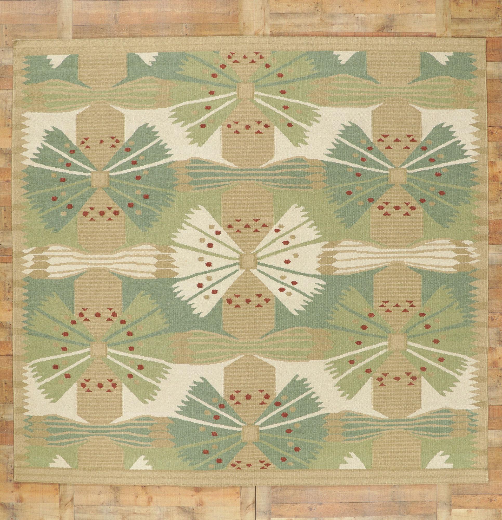 New Scandinavian Modern Swedish Inspired Kilim Röllakan, 09'10 x 10'05 For Sale 2