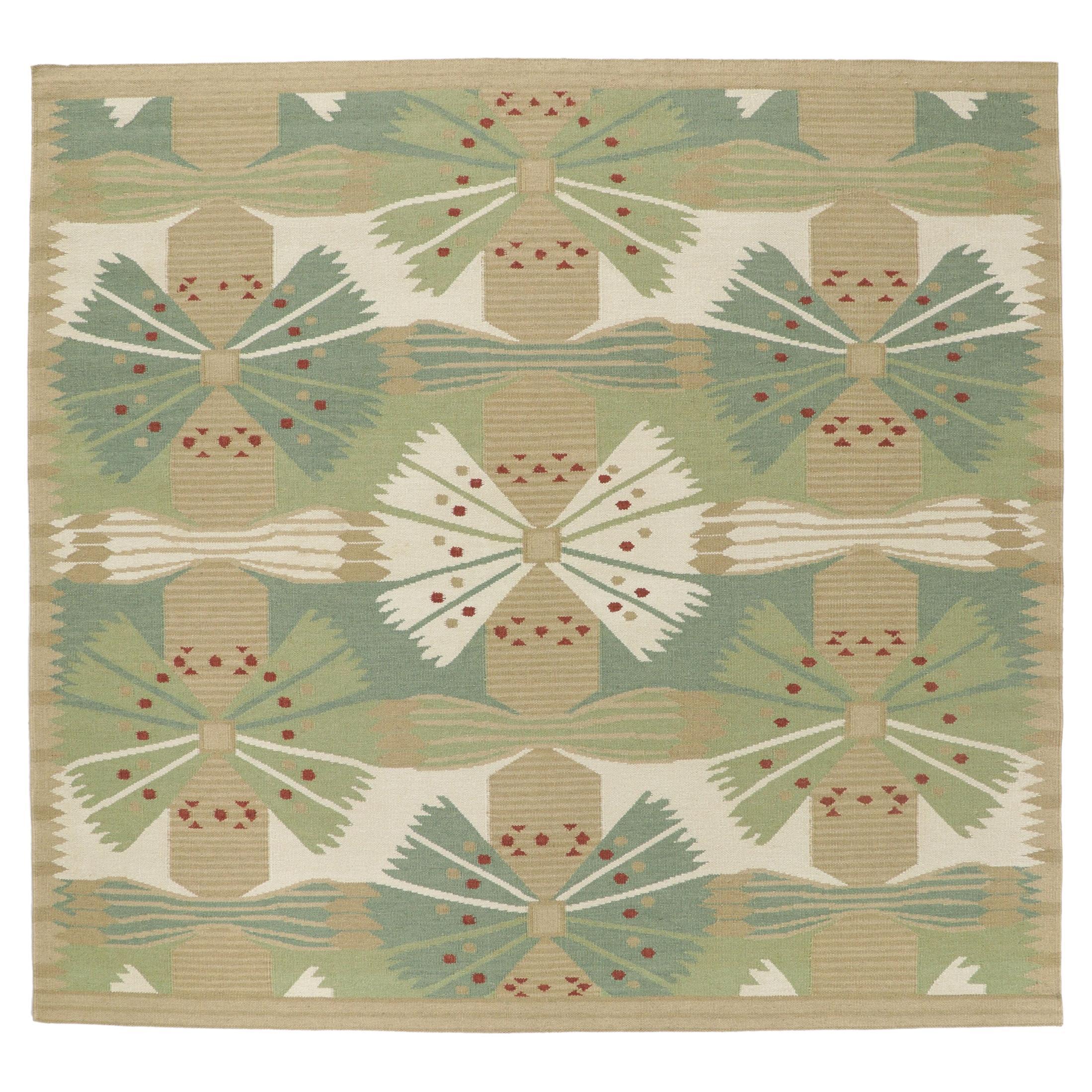 Swedish Inspired Kilim Rug, Scandinavian Modern Meets Biophilic Design