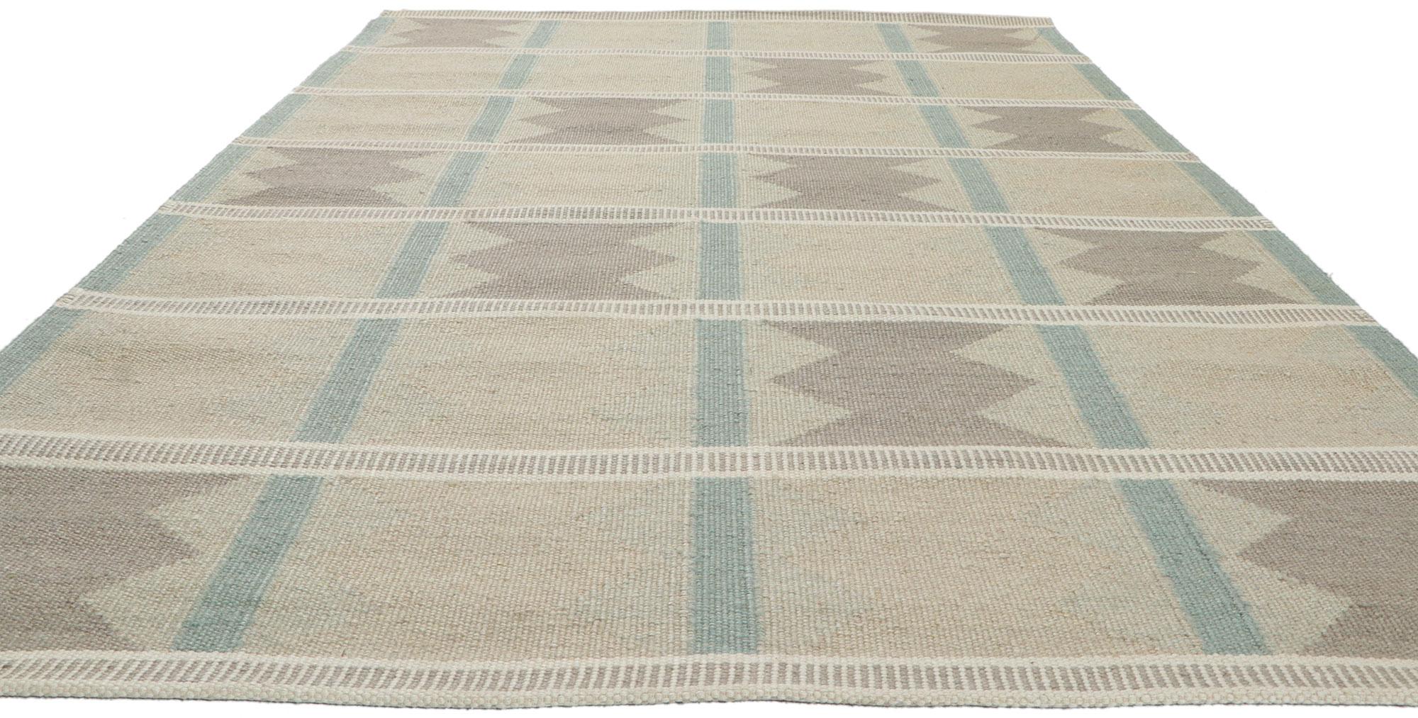 Indian Swedish Inspired Kilim Rug, Scandinavian Modern Meets Sublime Simplicity For Sale