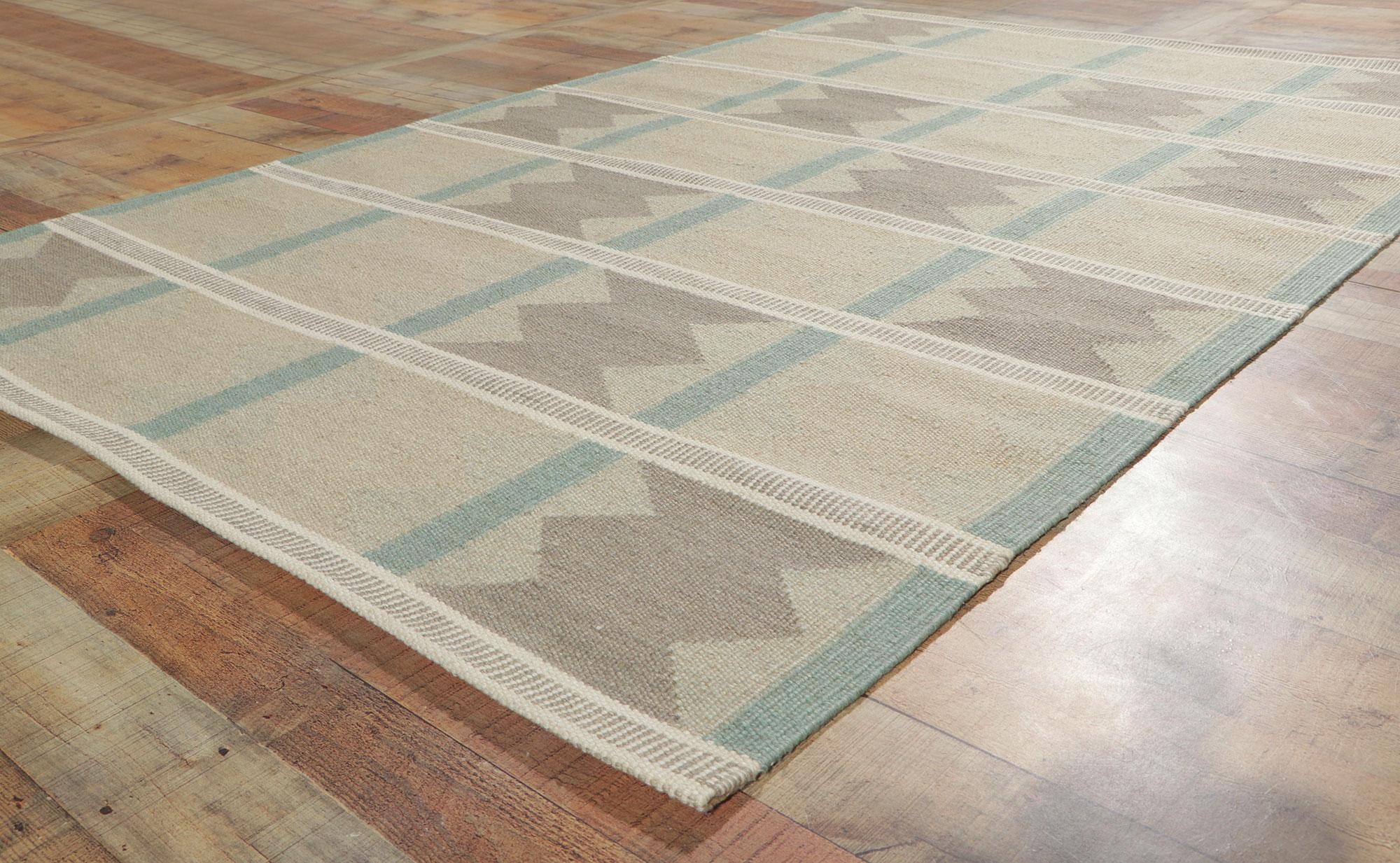 Contemporary Swedish Inspired Kilim Rug, Scandinavian Modern Meets Sublime Simplicity For Sale