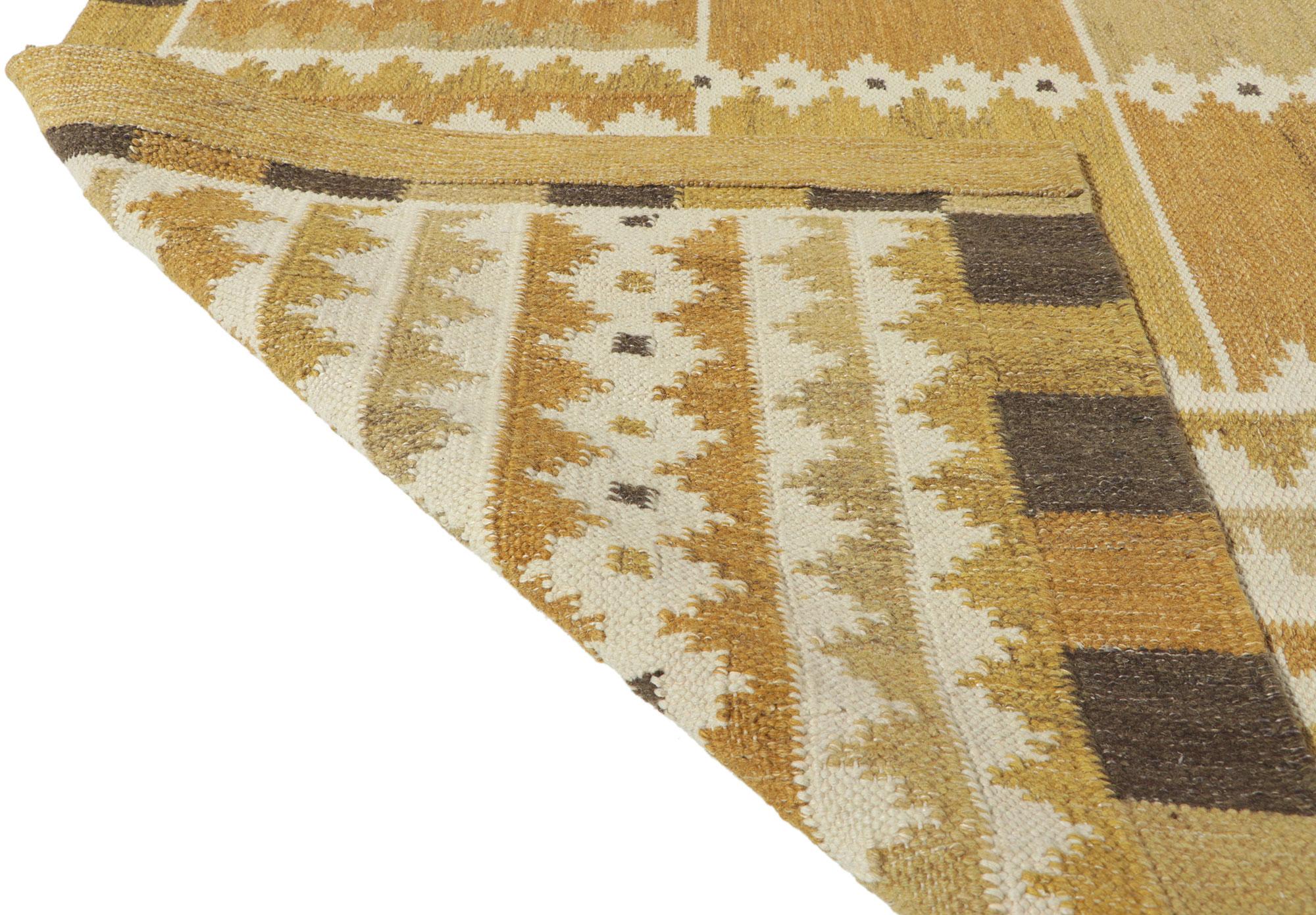 Hand-Woven New Swedish Style Kilim Rug Inspired by Marianne Richter and Barbro Nilsson
