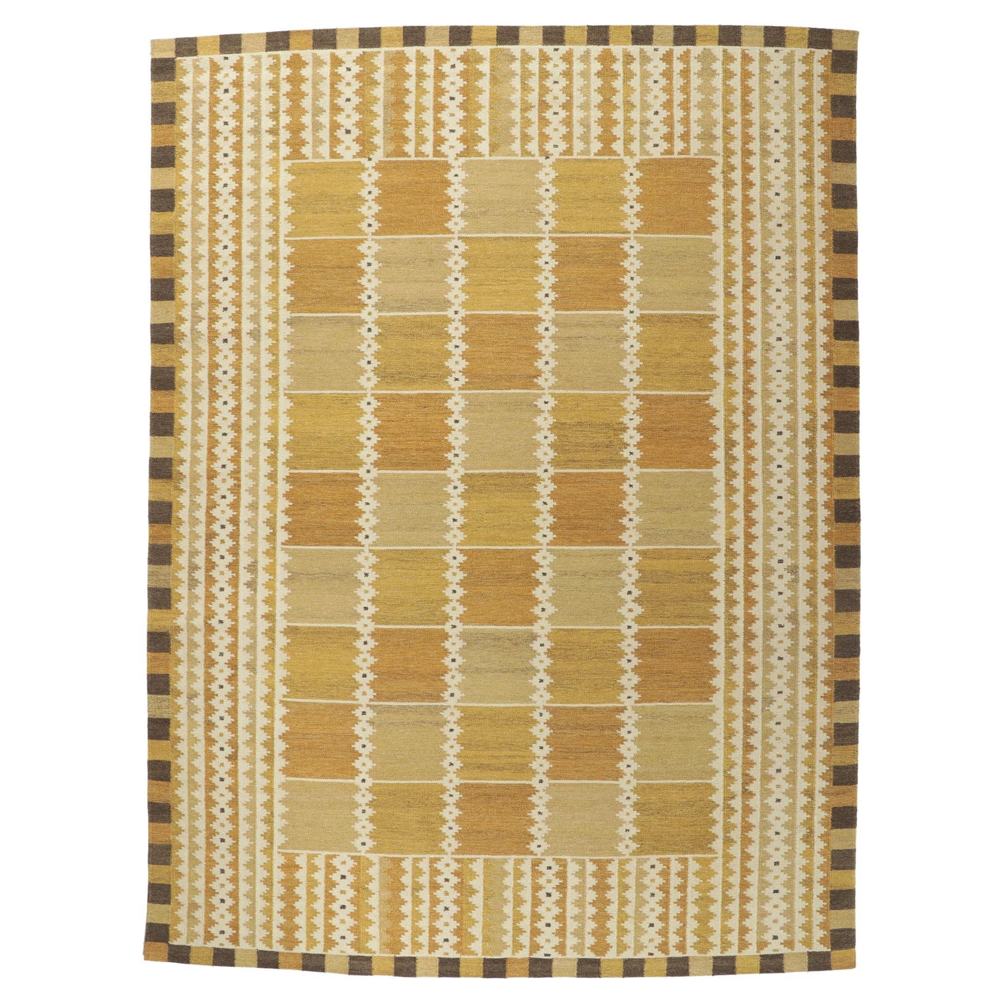 New Swedish Style Kilim Rug Inspired by Marianne Richter and Barbro Nilsson