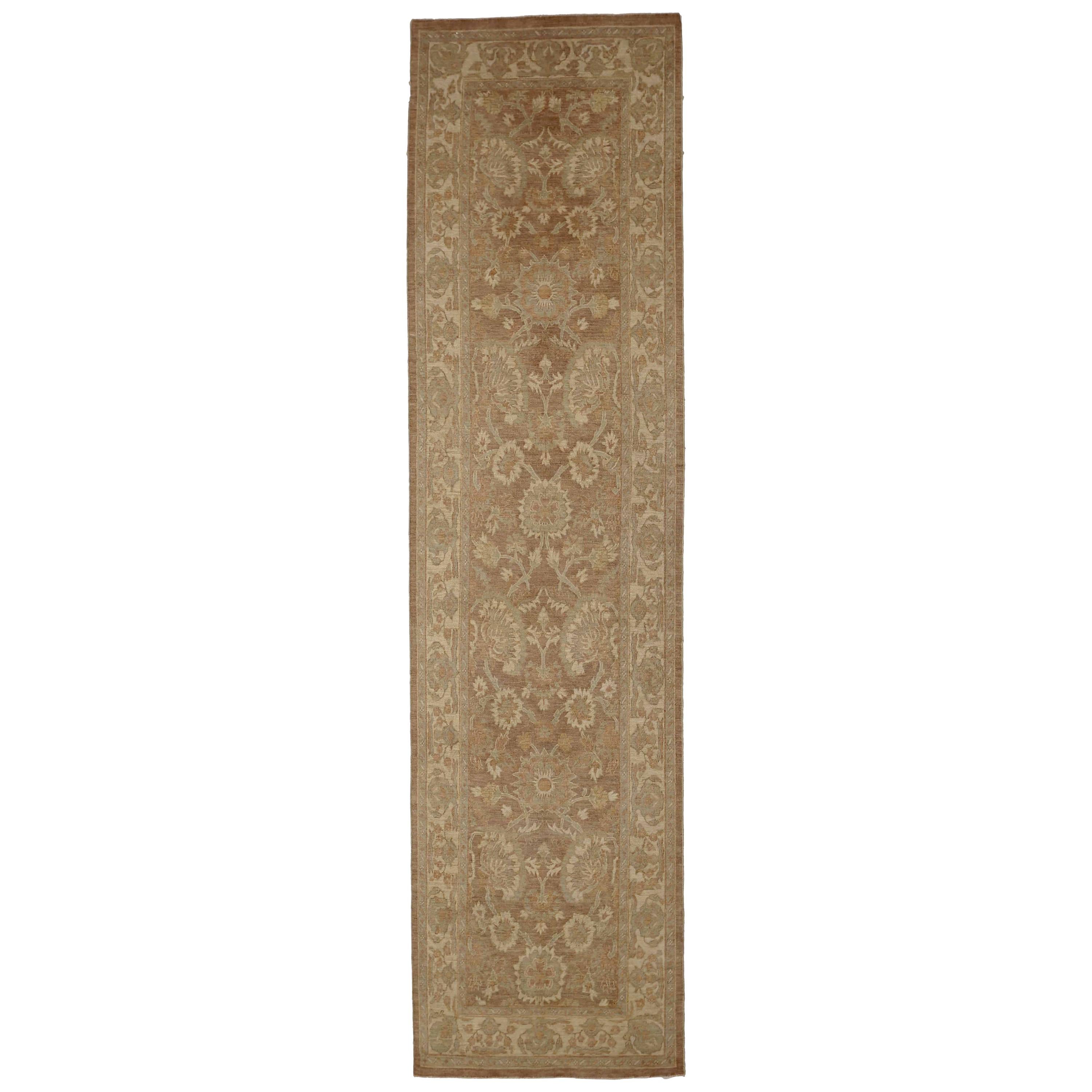 New Tabriz Design Afghan Runner Rug with 17th-Century Antique Look  For Sale