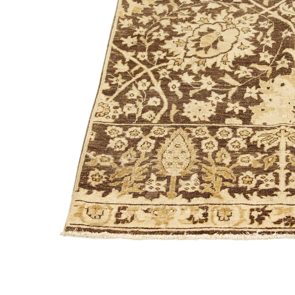 Hand-Woven New Tabriz Rug with Beige and Brown Flower Motifs on Ivory Field For Sale