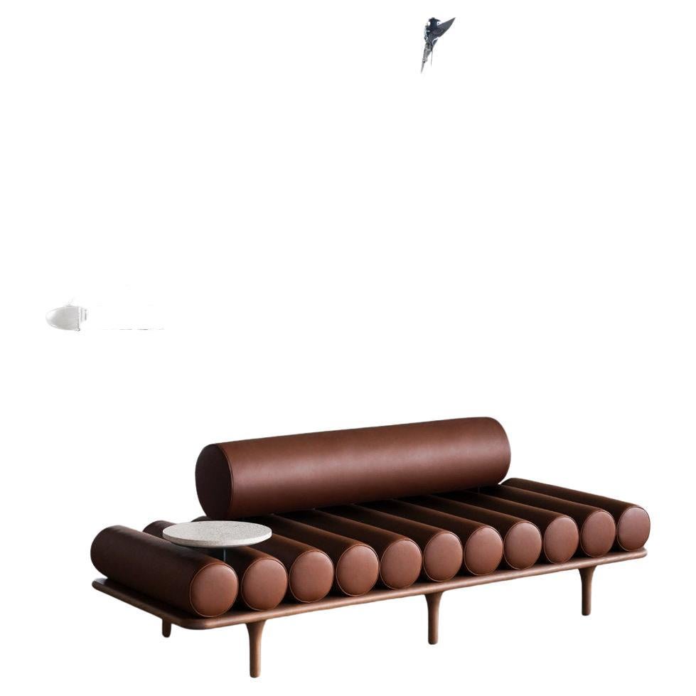 NEW Tacchini Five to Nine Leather Daybed with Metal table by Studiopepe in STOCK For Sale