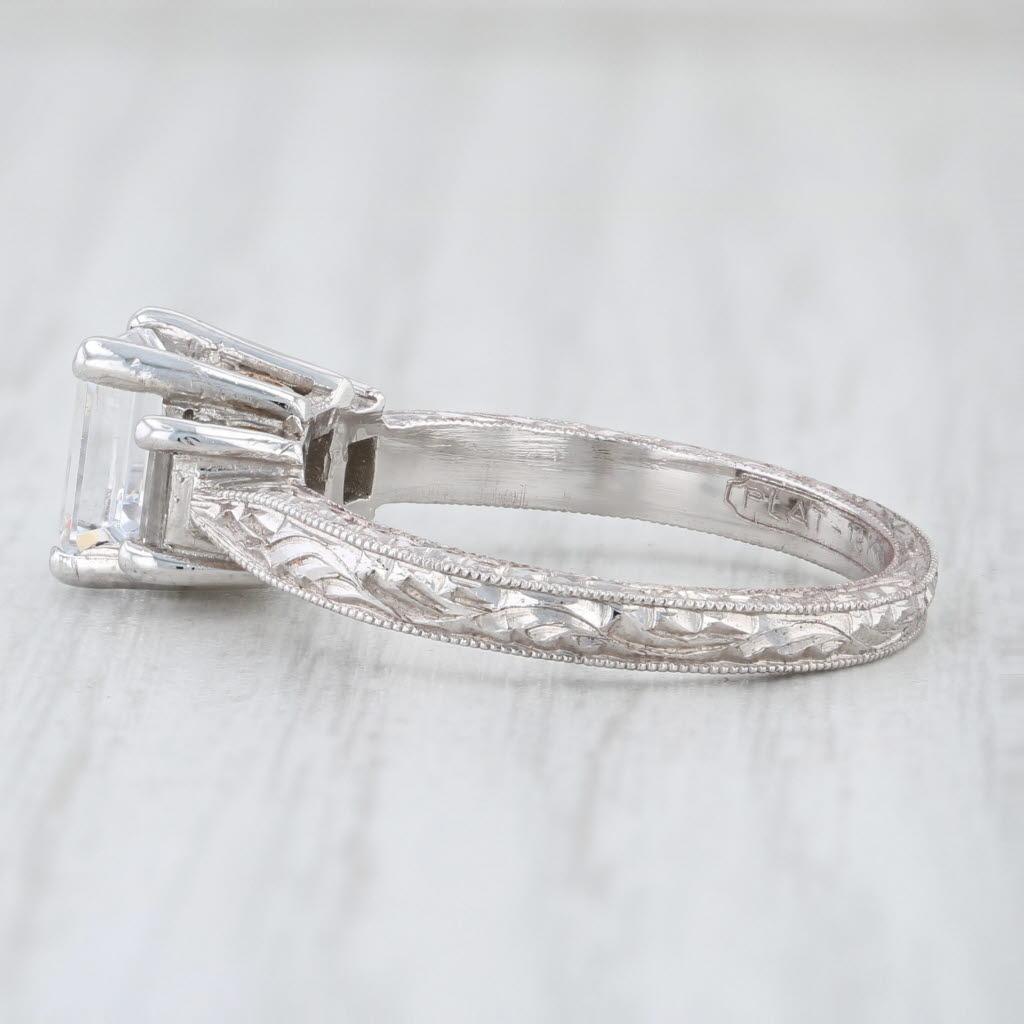 Women's New Tacori Emerald Cut 3 Stone Engagement Ring 18k Gold Platinum Semi Mount 2199 For Sale