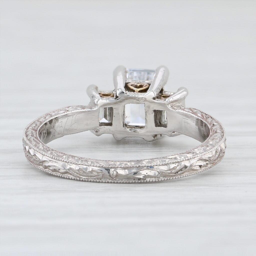 New Tacori Emerald Cut 3 Stone Engagement Ring 18k Gold Platinum Semi Mount 2199 For Sale 1