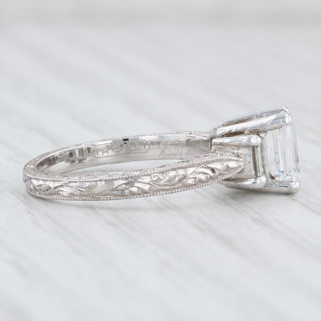 New Tacori Emerald Cut 3 Stone Engagement Ring 18k Gold Platinum Semi Mount 2199 For Sale 2