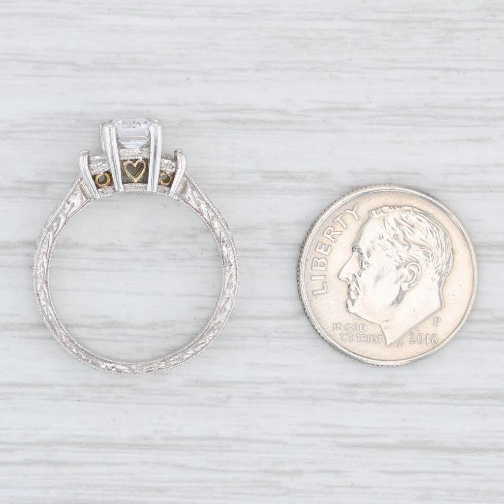 New Tacori Emerald Cut 3 Stone Engagement Ring 18k Gold Platinum Semi Mount 2199 For Sale 3