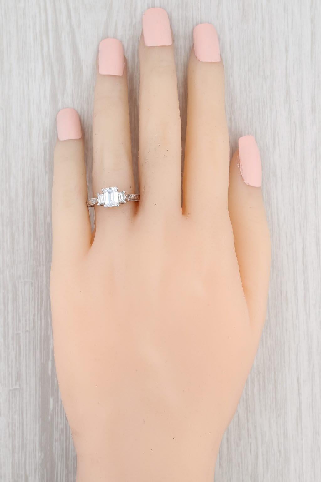 New Tacori Emerald Cut 3 Stone Engagement Ring 18k Gold Platinum Semi Mount 2199 For Sale 4
