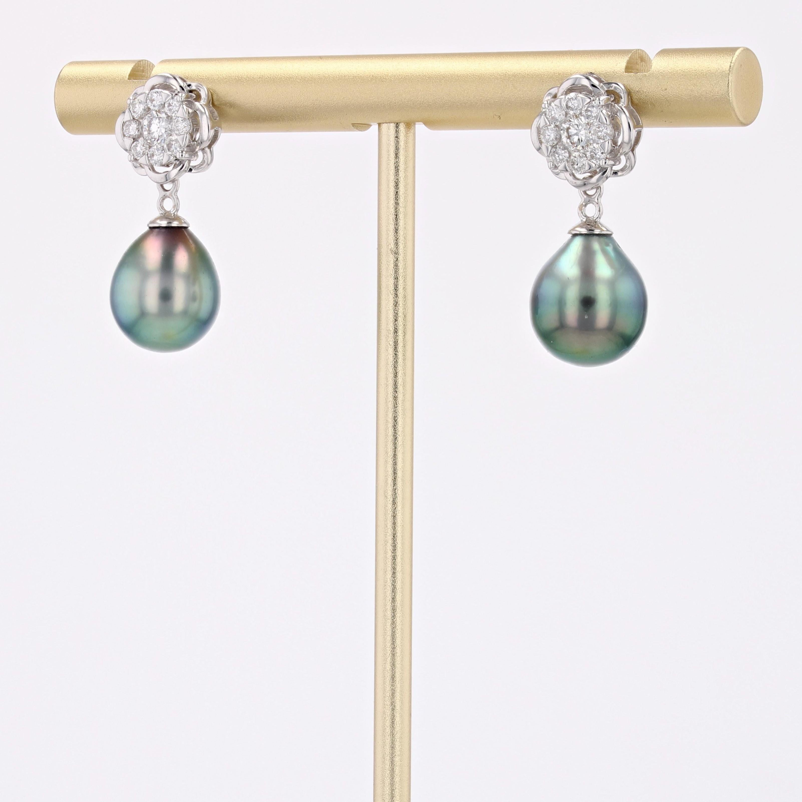 Brilliant Cut New Tahitian Pearl Diamonds 18 Karat White Gold Dangle Convertible Stud Earrings For Sale