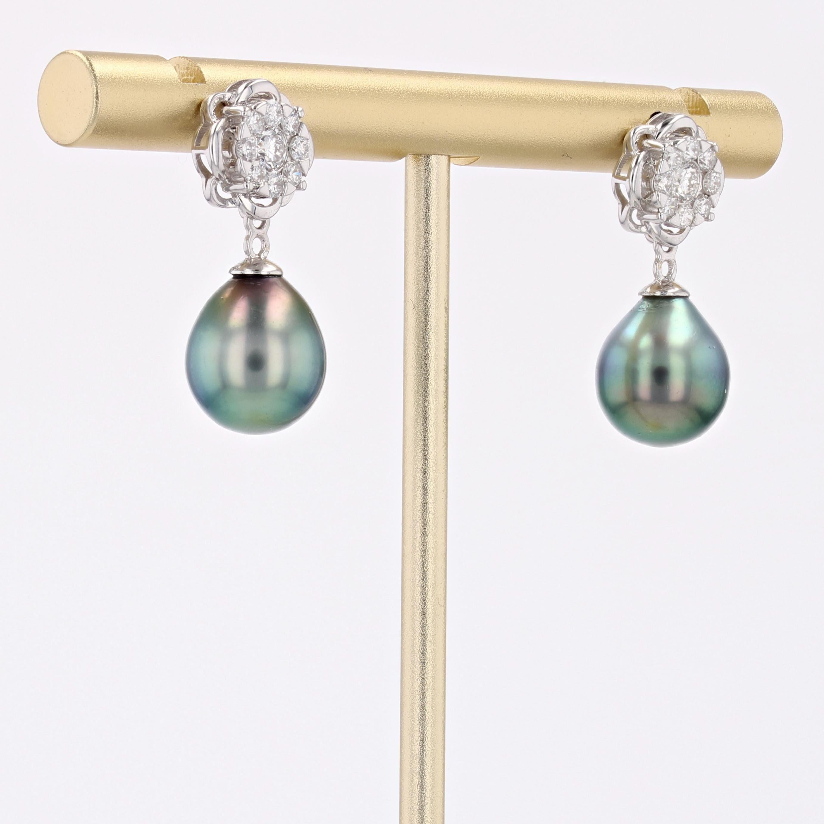 New Tahitian Pearl Diamonds 18 Karat White Gold Dangle Convertible Stud Earrings In New Condition For Sale In Poitiers, FR