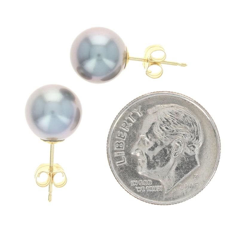 NOUVEAU clous d'oreilles perles de Tahiti - or jaune 18 carats 9 mm de haut percé Pour femmes en vente