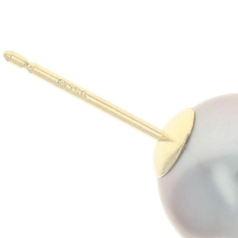 NOUVEAU clous d'oreilles perles de Tahiti - or jaune 18 carats 9 mm de haut percé en vente 1