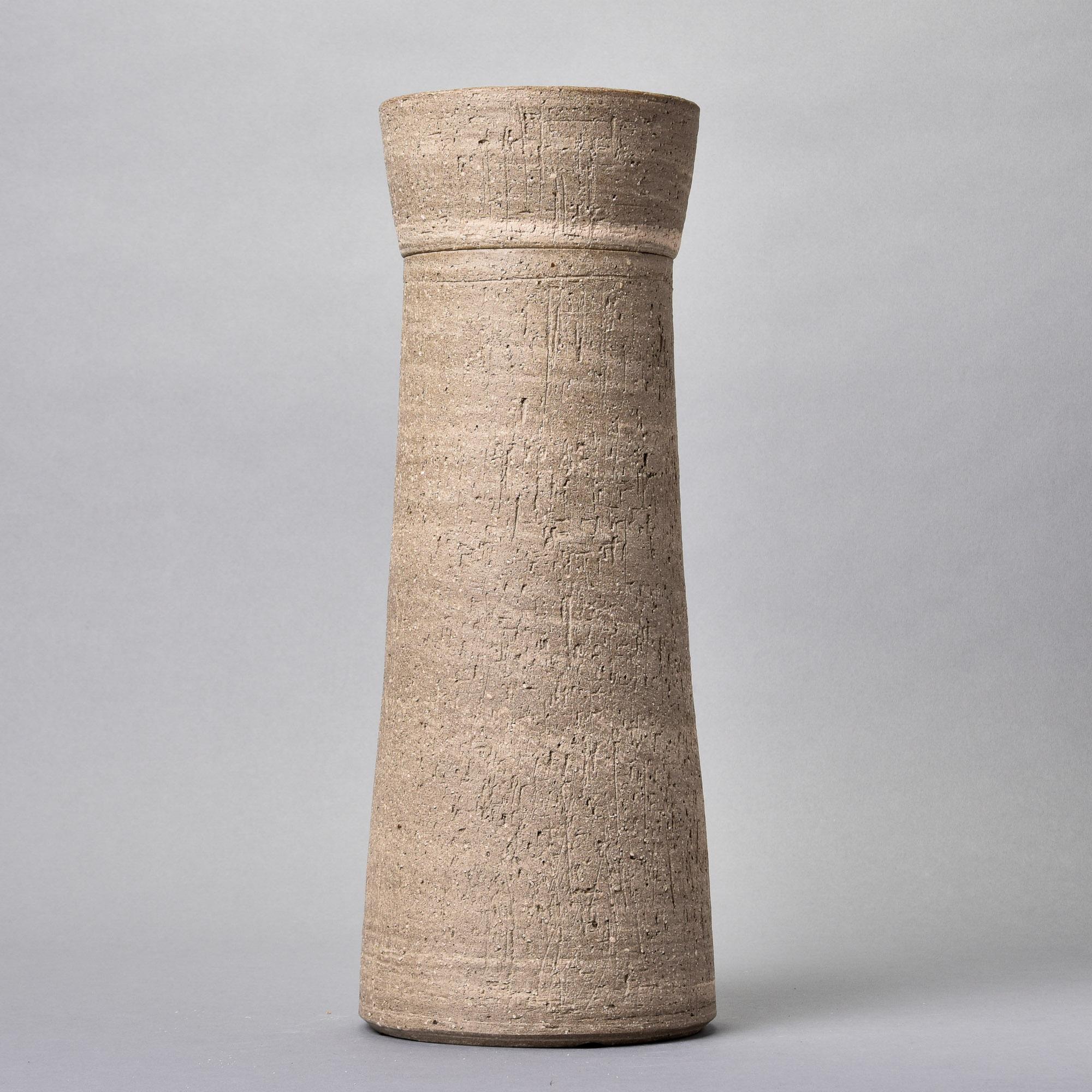 Rustic New Tall Lidded German Ceramic Vessel For Sale