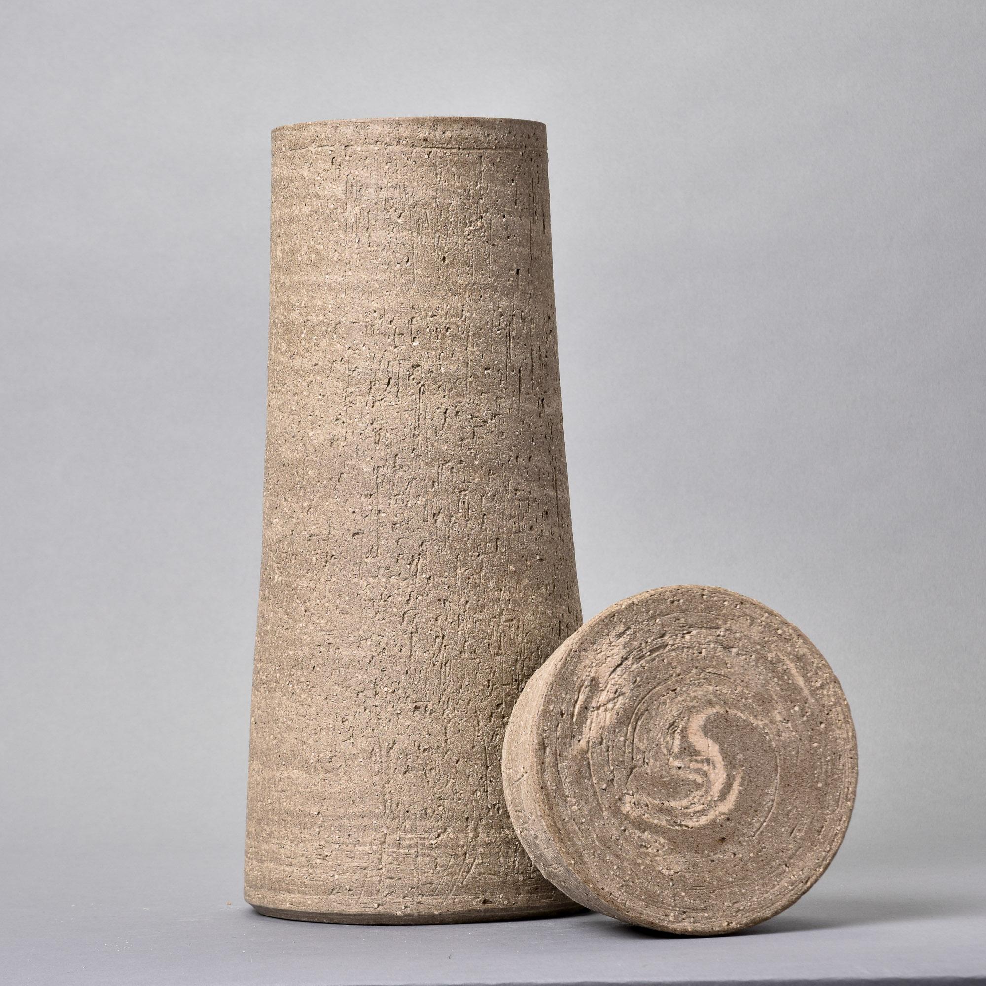 Contemporary New Tall Lidded German Ceramic Vessel For Sale