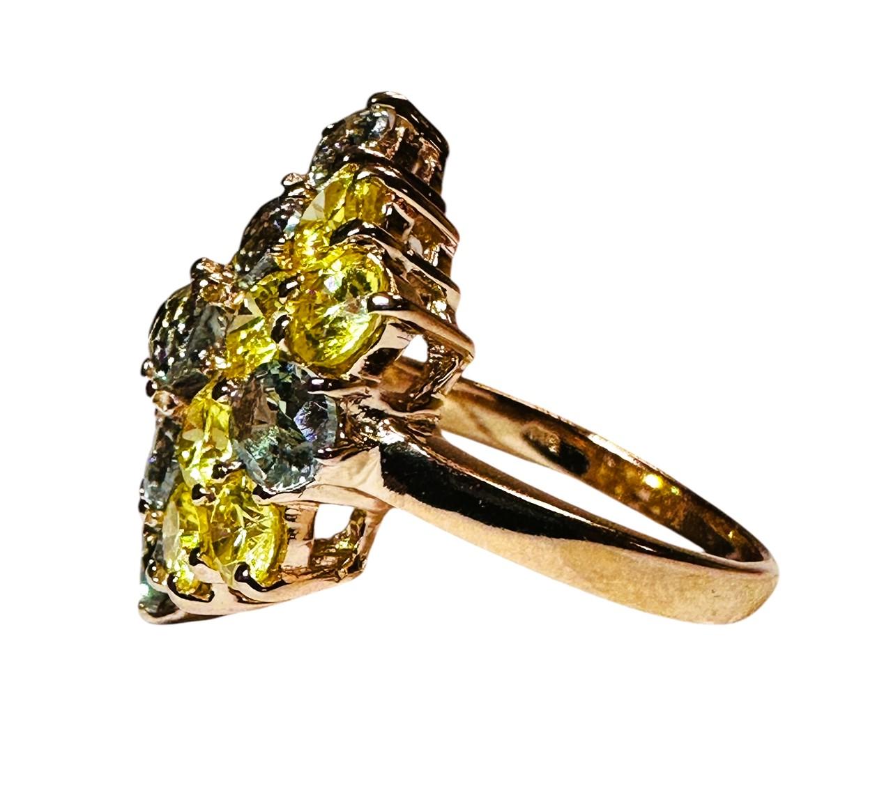 Taglio ovale New Tanzania 3,40 Carat Ametrine & Diamond Cut Sapphire R Gold Pl Sterling Ring in vendita