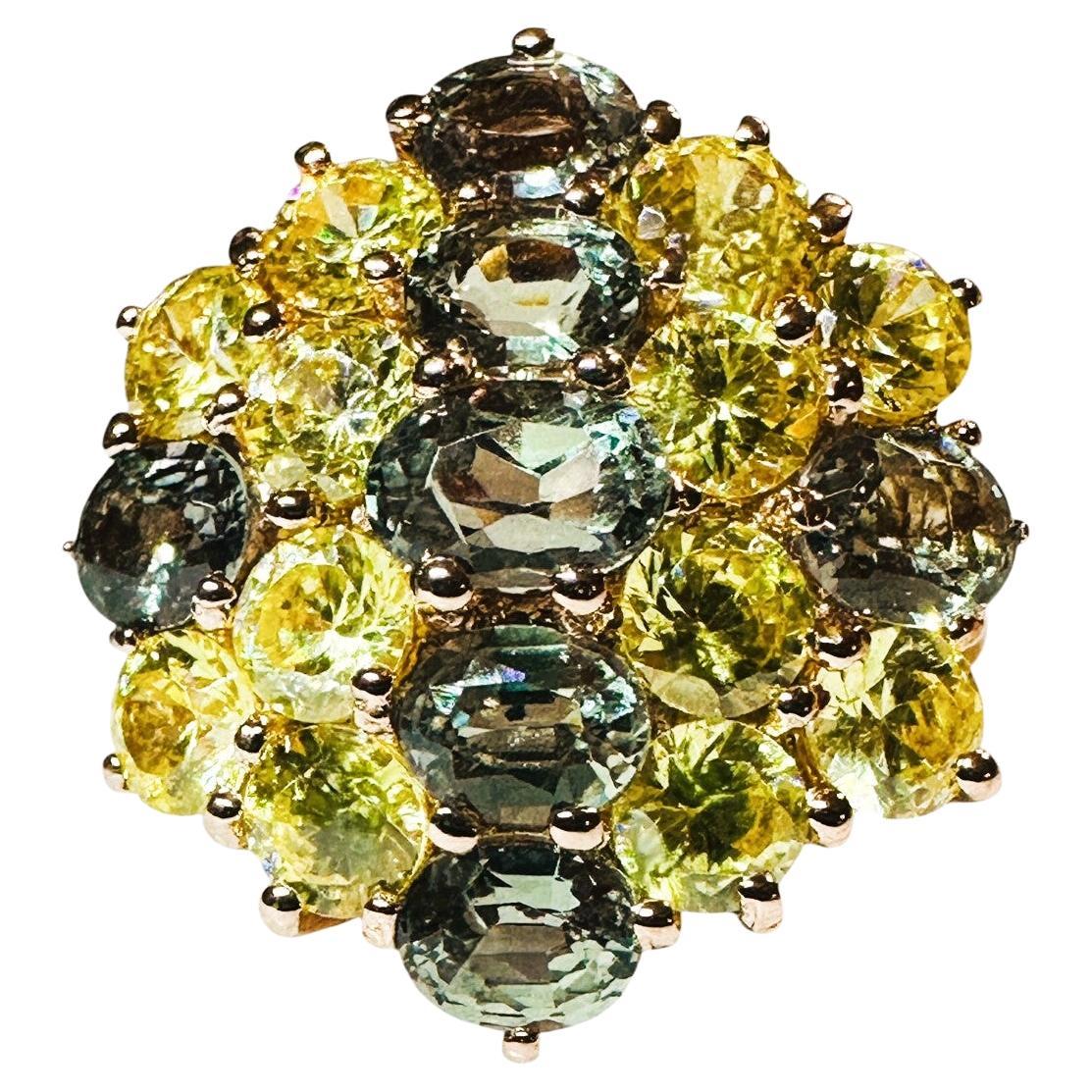 Nueva Tanzania 3,40 quilates ametrina y zafiro talla diamante R Oro Pl Sterling Anillo
