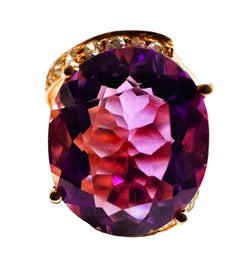 New Tanzania 8.2 ct Purple Spinel & Diamond Cut Sapphire RGold Sterling Ring