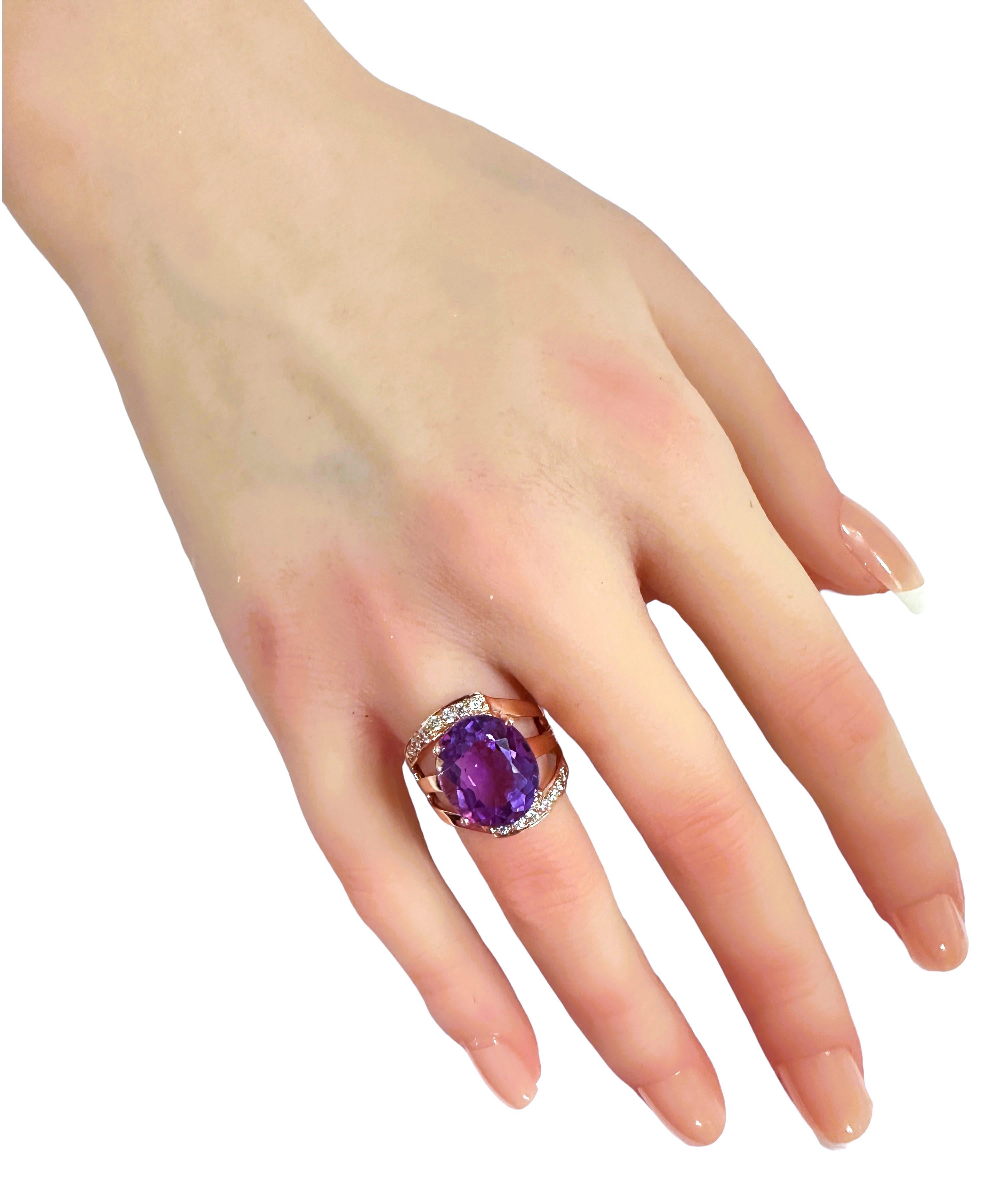 Women's New Tanzania 8.2 ct Purple Spinel & Diamond Cut Sapphire RGold Sterling Ring
