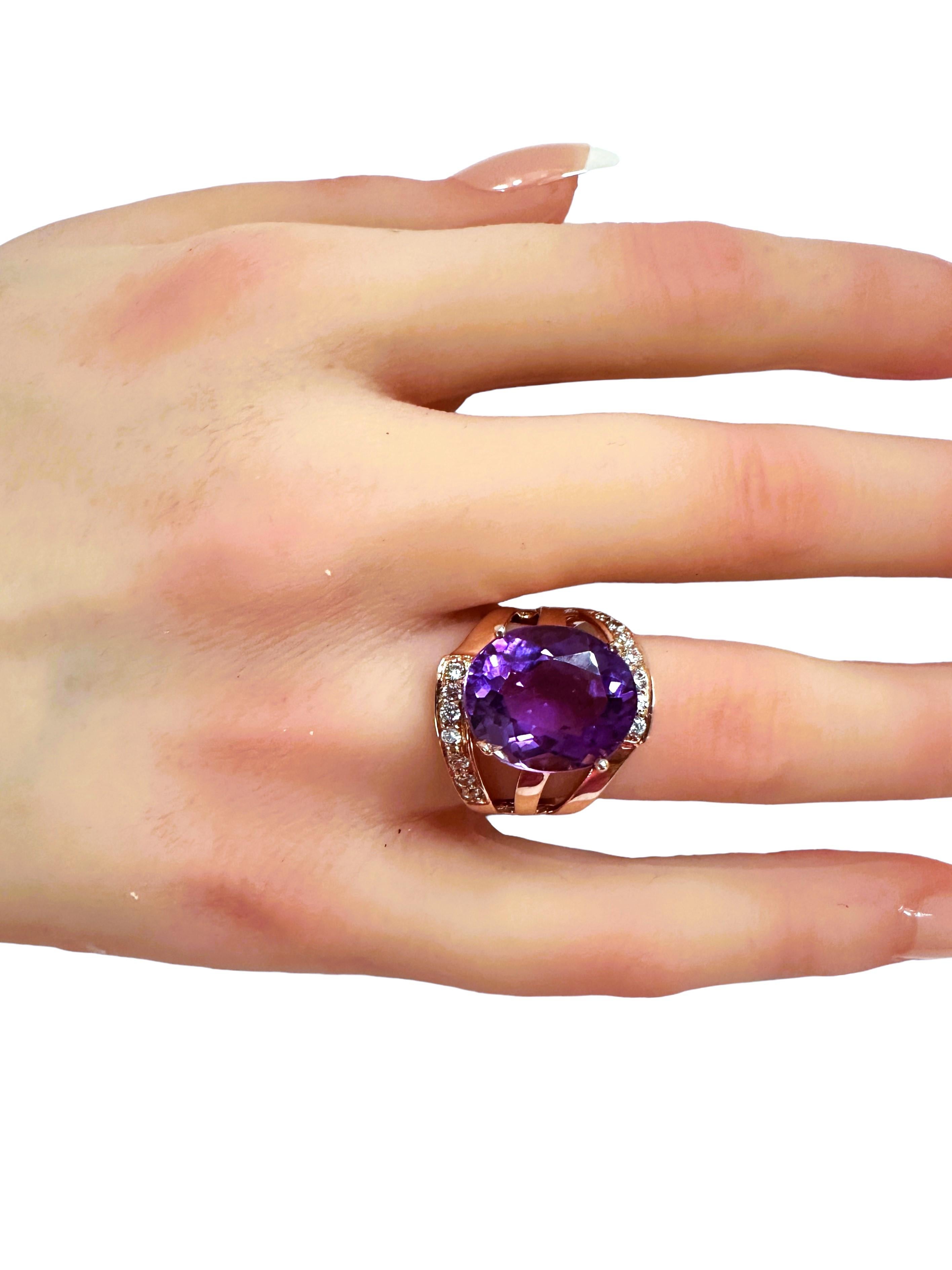 New Tanzania 8.2 ct Purple Spinel & Diamond Cut Sapphire RGold Sterling Ring 1