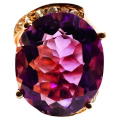 New Tanzania 8.2 ct Purple Spinel & Diamond Cut Sapphire RGold Sterling Ring