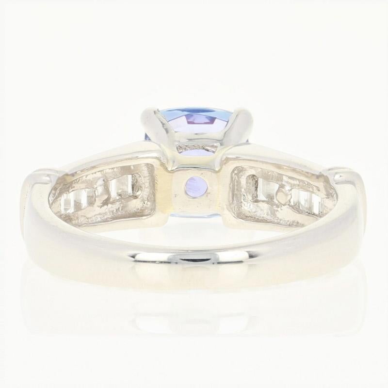 Women's Tanzanite and Diamond Engagement Ring, 900 Platinum Milgrain 1.68 Carat