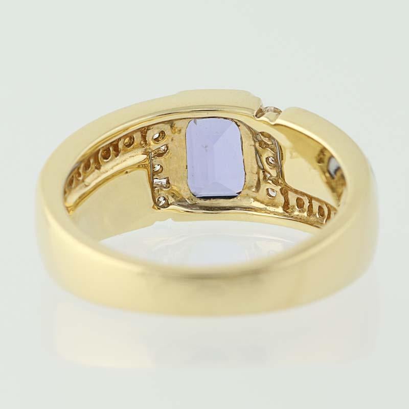 Round Cut Tanzanite, Opal, and Diamond Kabana Ring 14 Karat Gold Round Brilliant .35 Carat