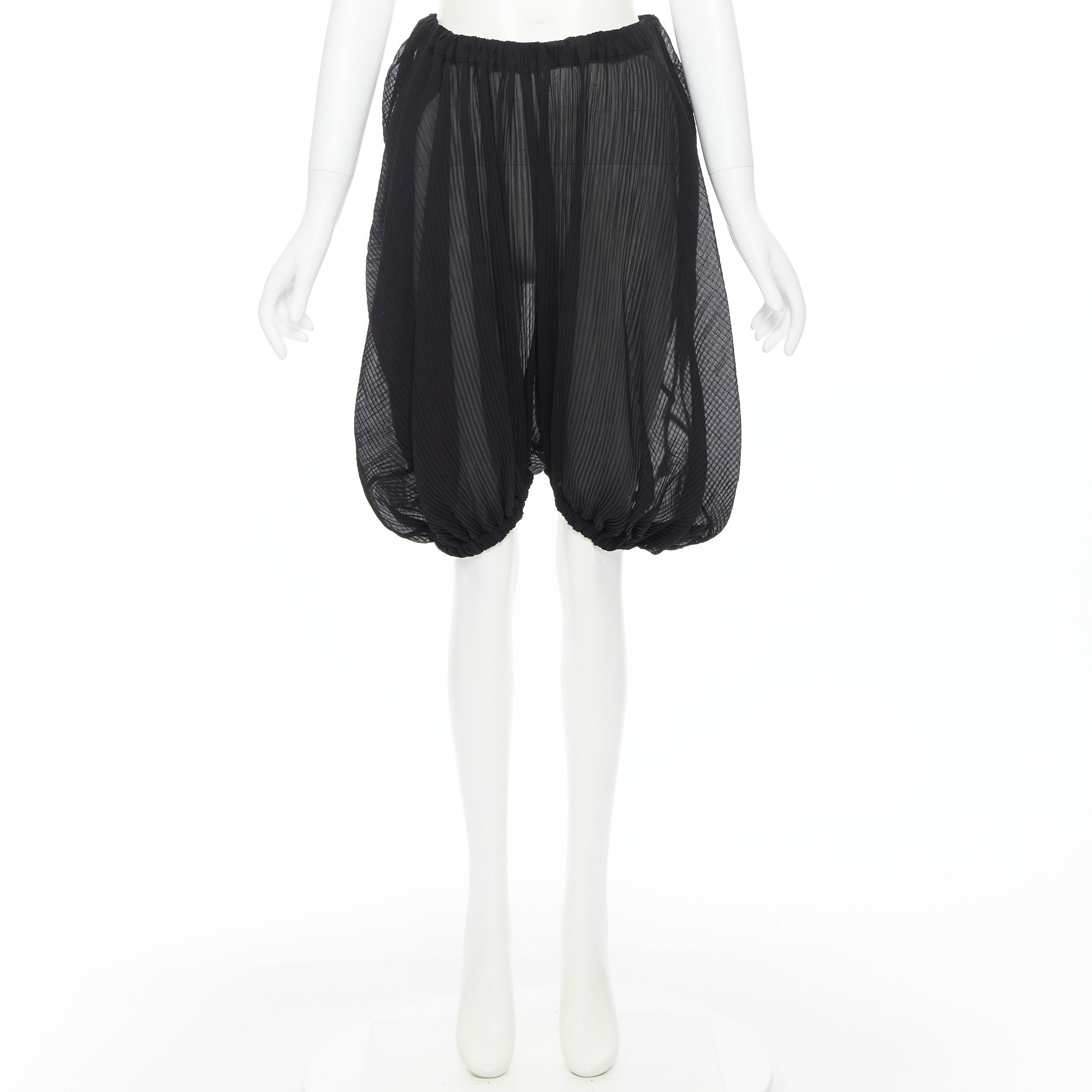 new TAO COMME DES GARCONS black sheer pleated bubble elasticated shorts XS 4