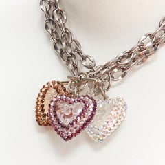 new TARINA TARANTINO Lot of 3 Y2K jewel rhinestone heart silver chain necklace