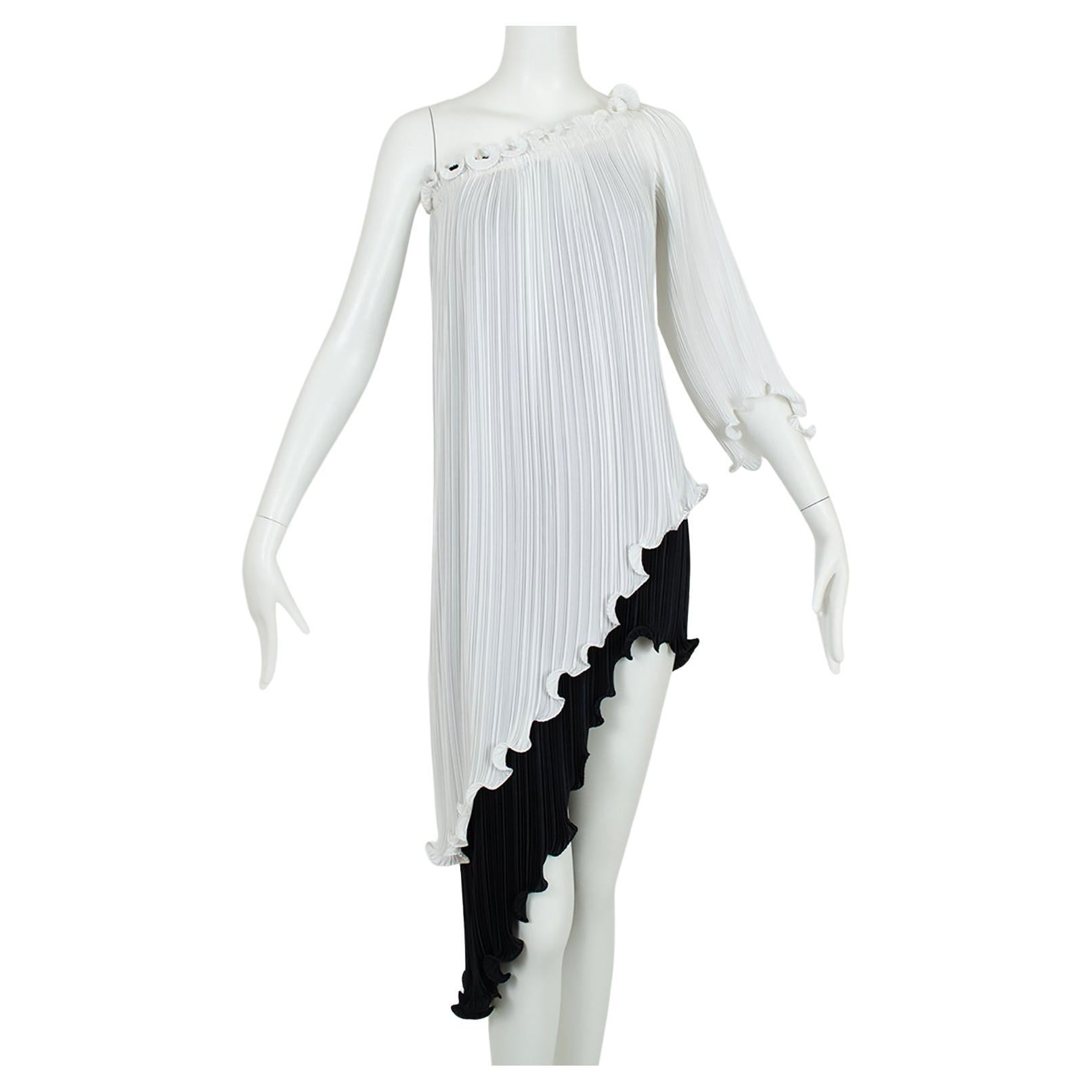 New Tarquin Ebker Black White Asymmetrical Delphos Dress w Provenance – S, 1978 For Sale