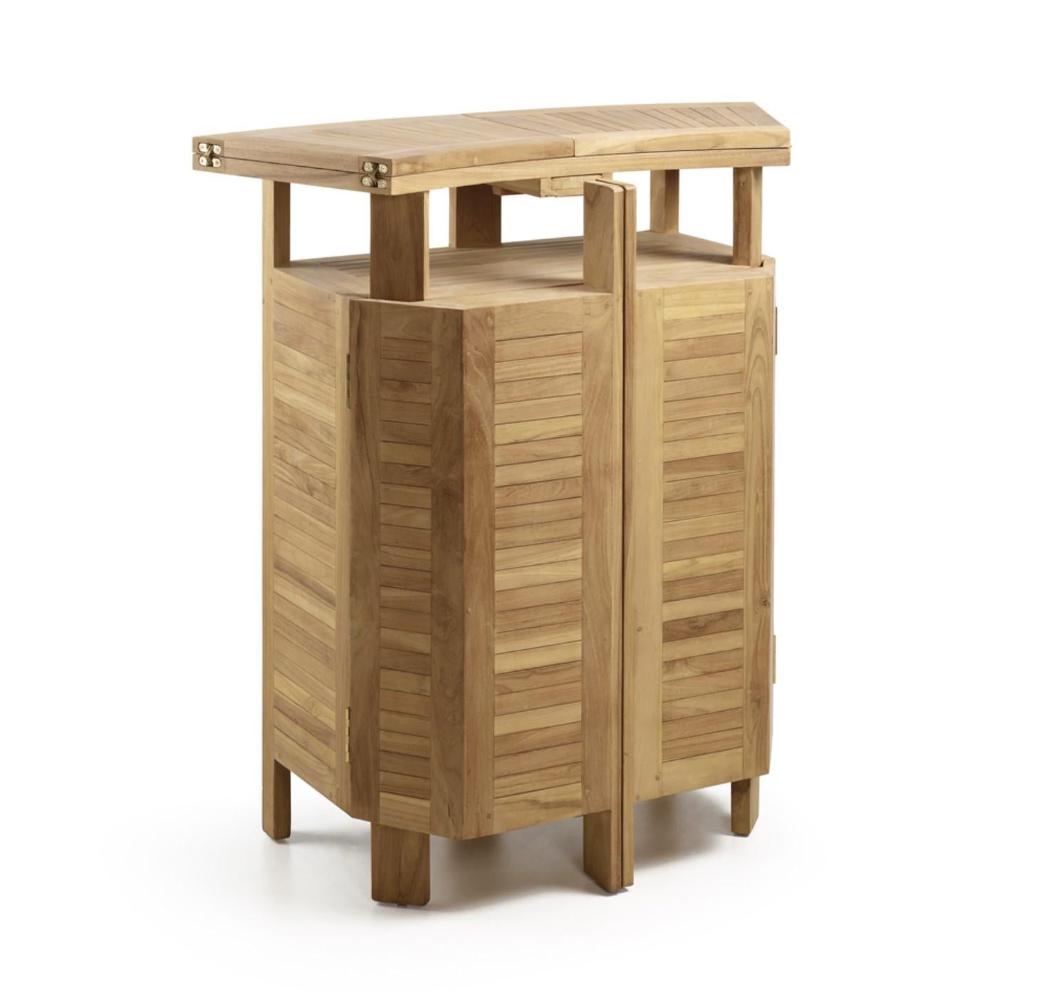 Modern New Teak Foldable Dry Bar, Indoor and Outdoor
