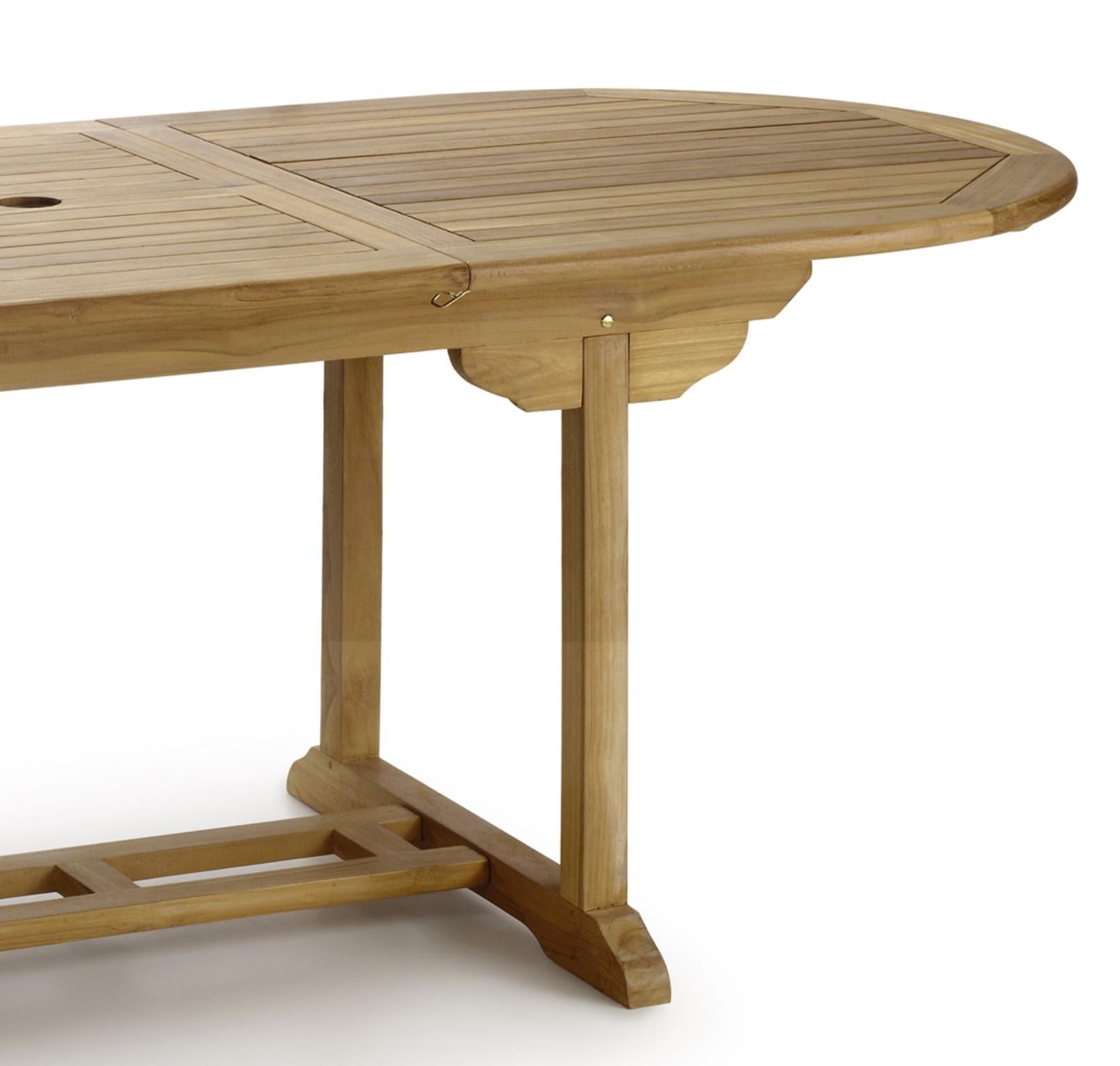 Modern New Teak Oval Foldable Dining Table, Indoor and Outdoor For Sale