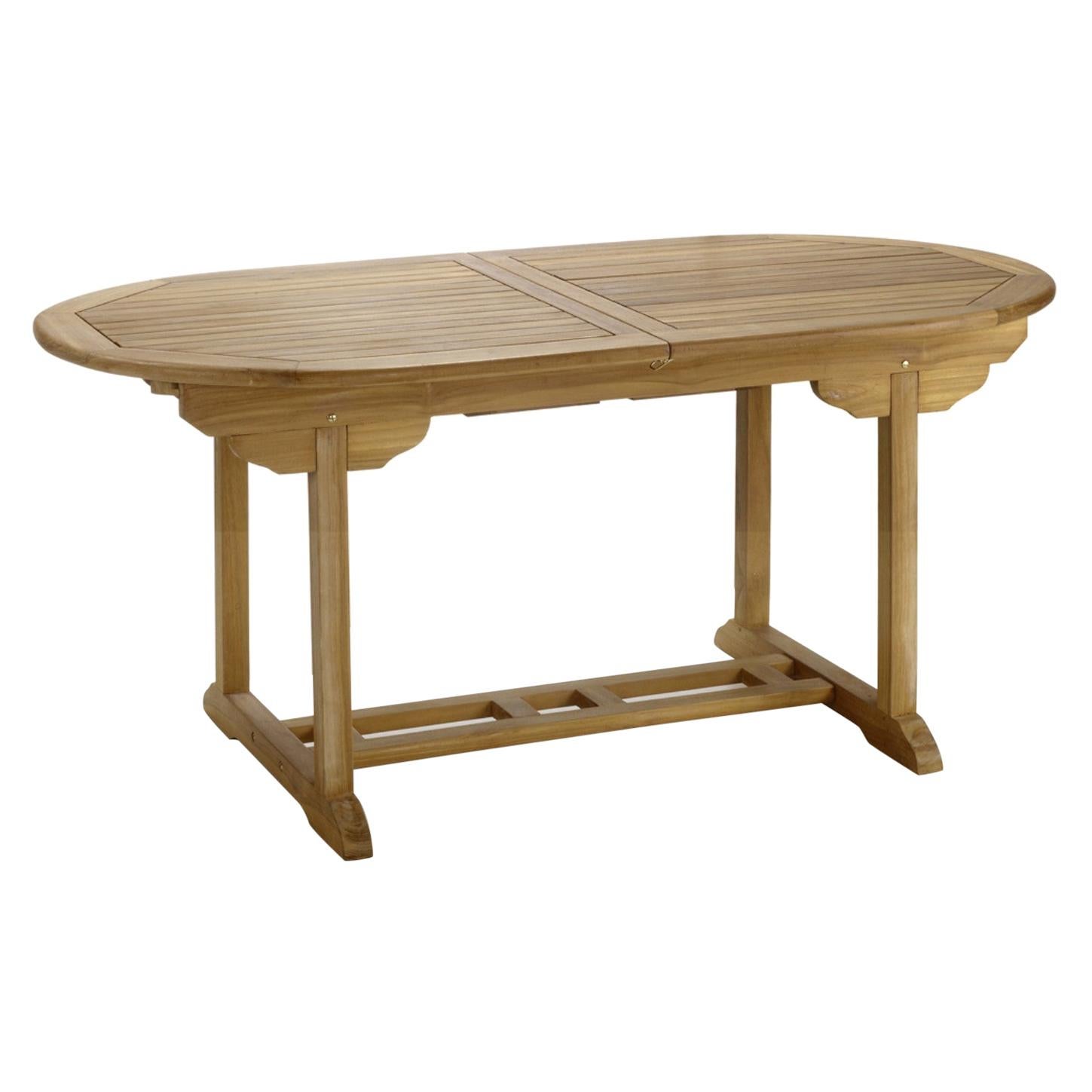 New Teak Oval Foldable Dining Table, Indoor and Outdoor For Sale