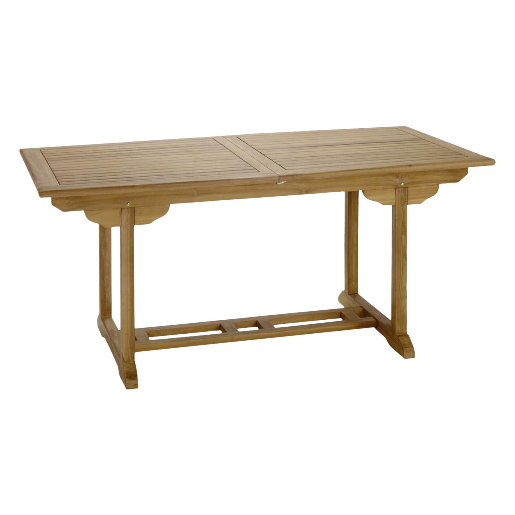 New Teak Rectangular Foldable Dining Table, Indoor and Outdoor en vente