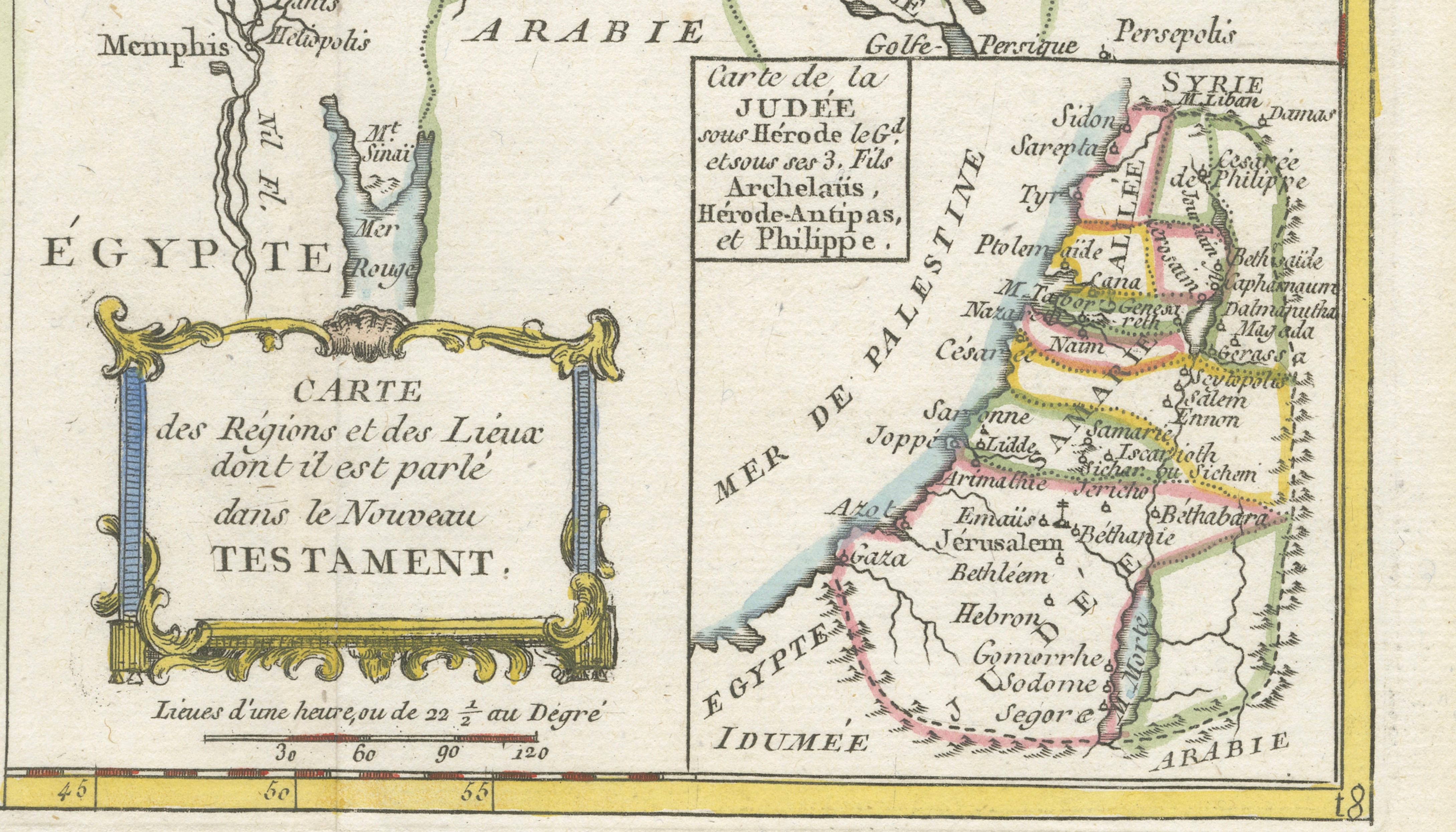 New Testament Holy Land Map with Jerusalem Plan, French, c.1779