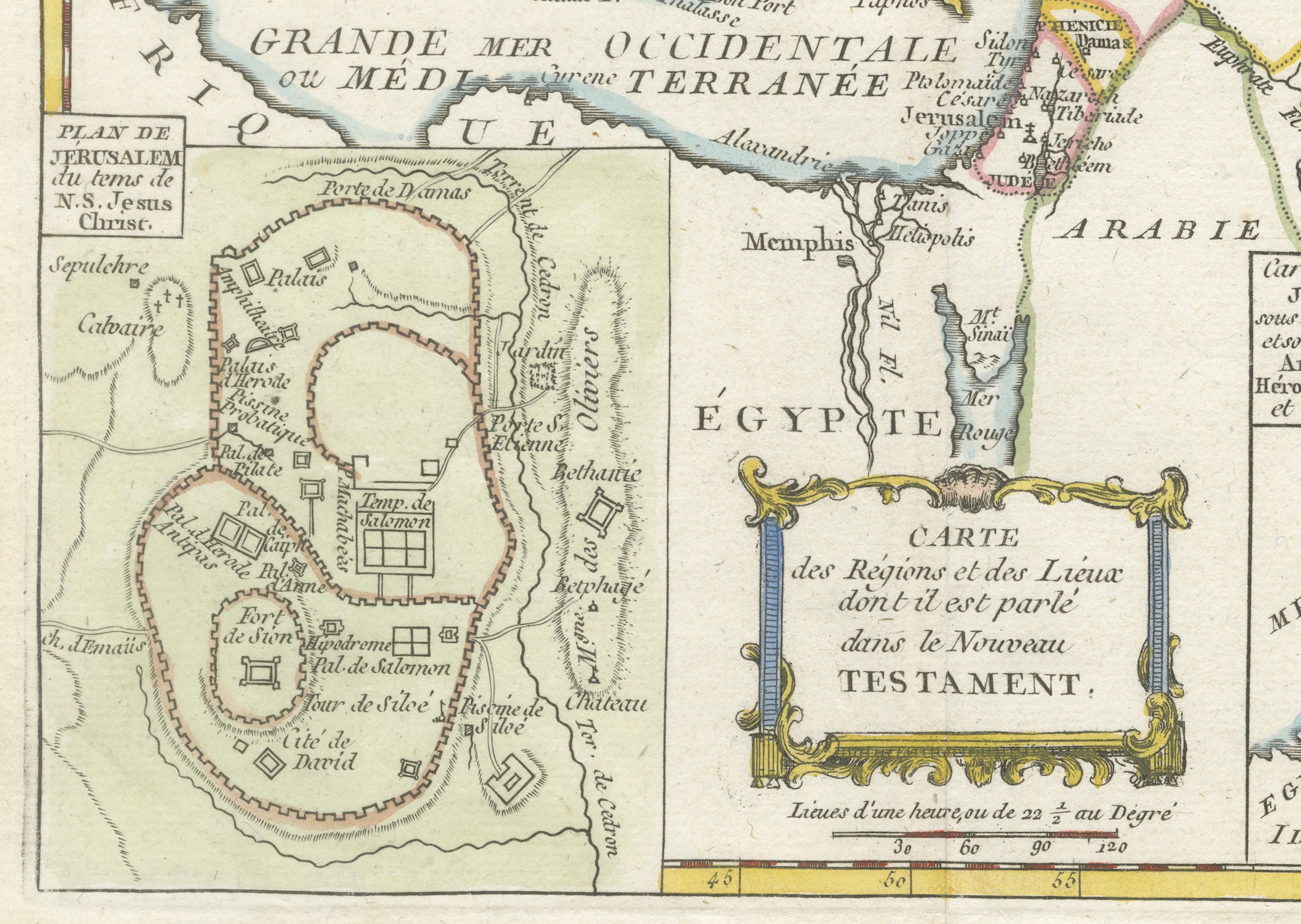 New Testament Holy Land Map with Jerusalem Plan, French, c.1779