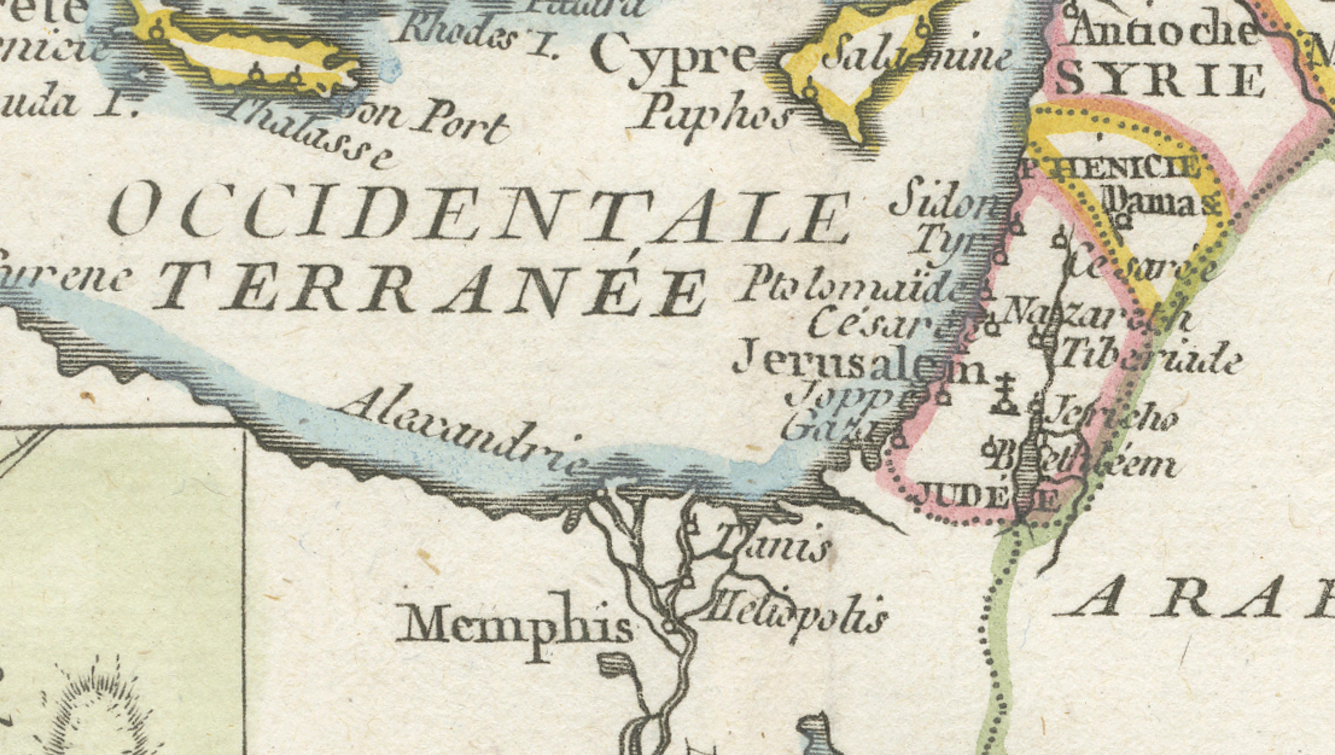 New Testament Holy Land Map with Jerusalem Plan, French, c.1779