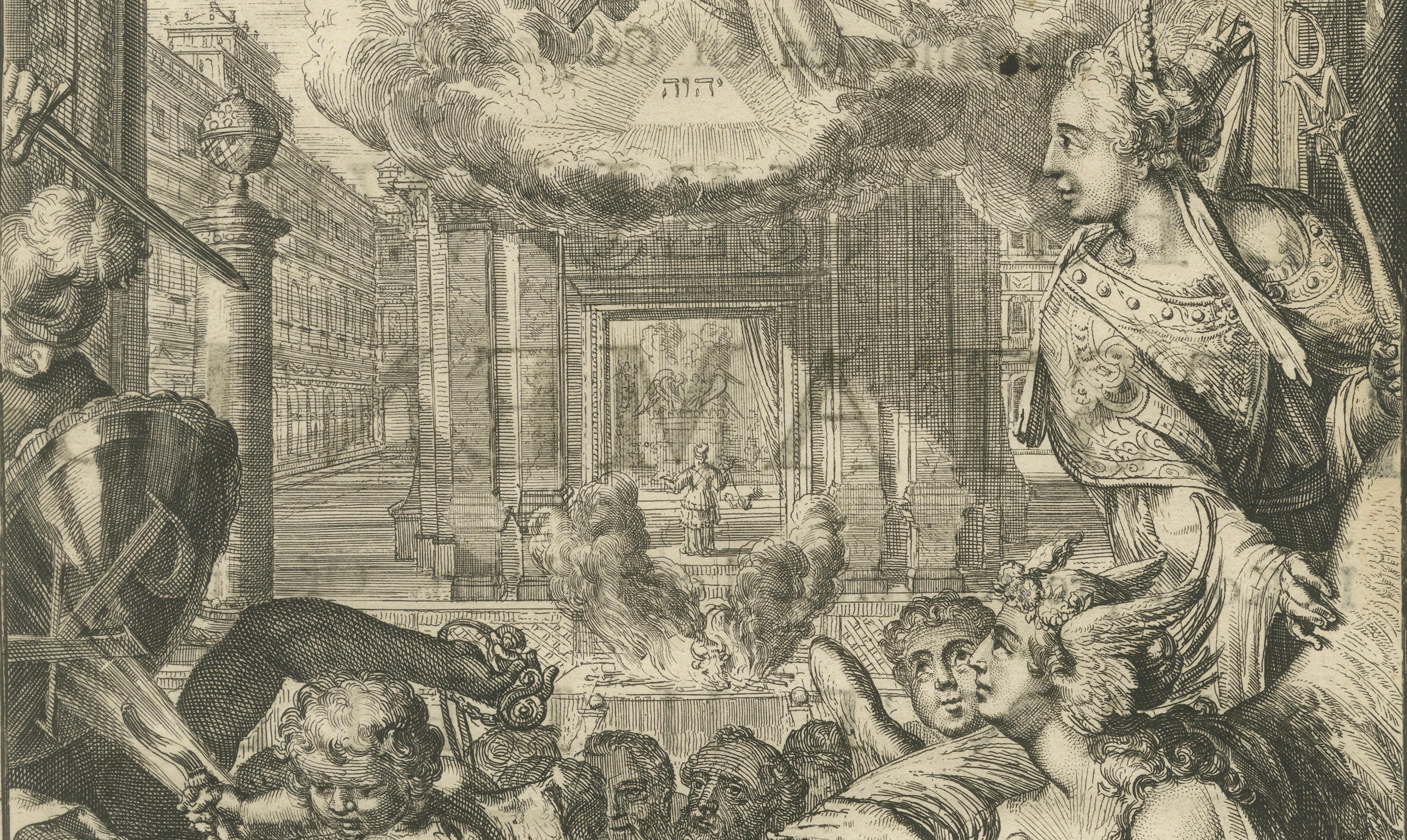 New Testament Title Page Engraving, Dutch Baroque, Circa 1703