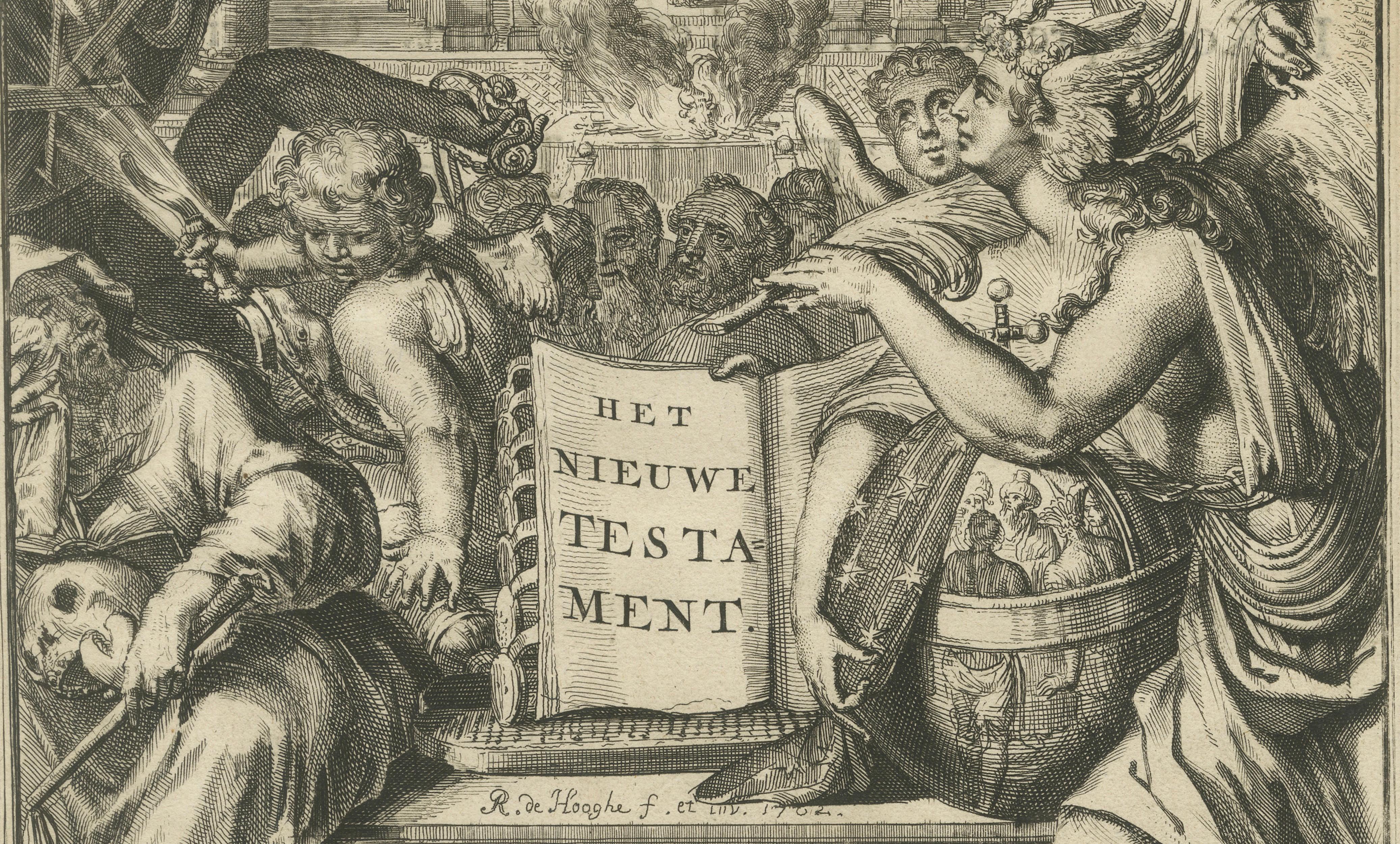 New Testament Title Page Engraving, Dutch Baroque, Circa 1703