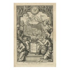 New Testament Title Page Engraving, Dutch Baroque, Circa 1703