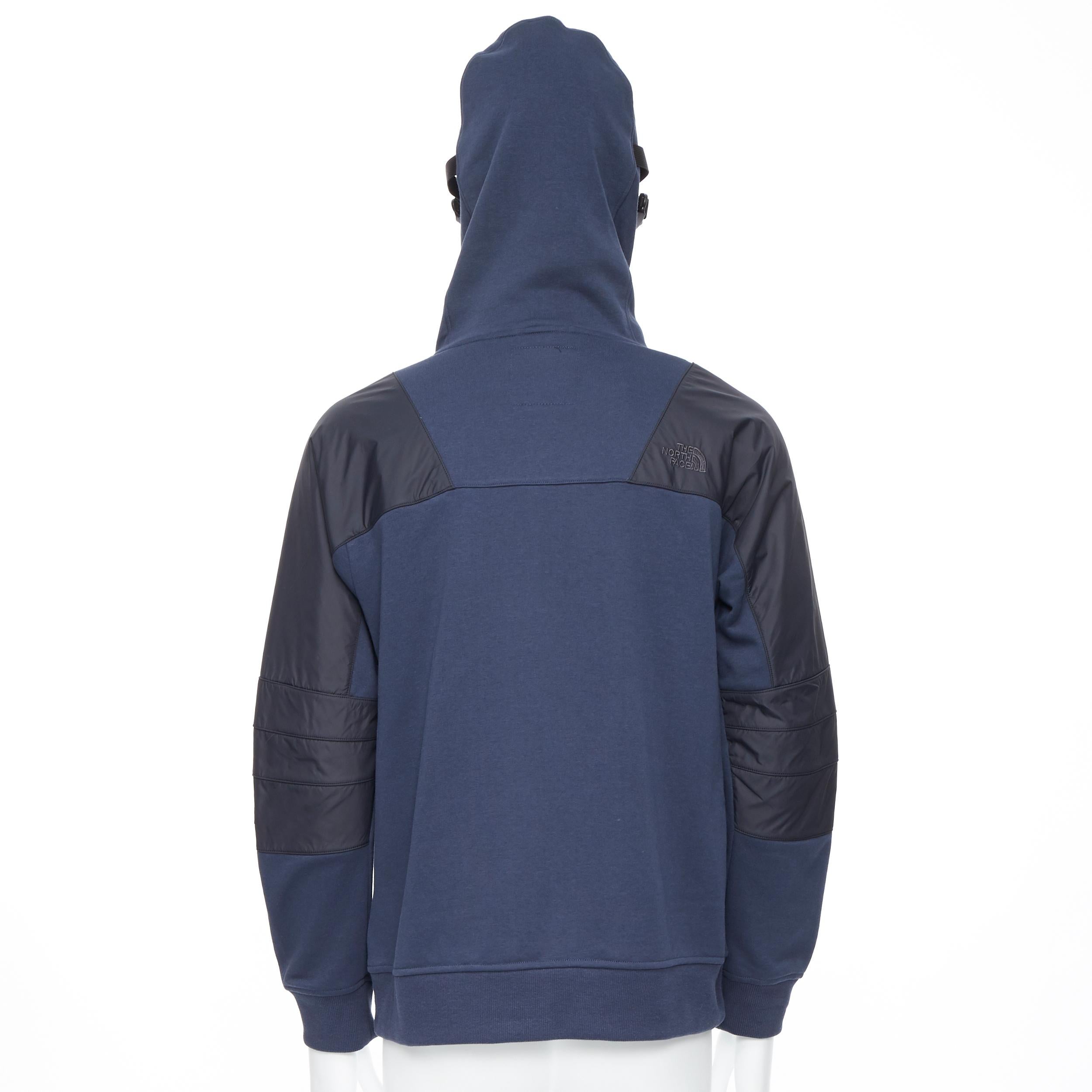 new THE NORTH FACE Urban Navy blue technical nylon insert relaxed hoodie M / L In New Condition In Hong Kong, NT