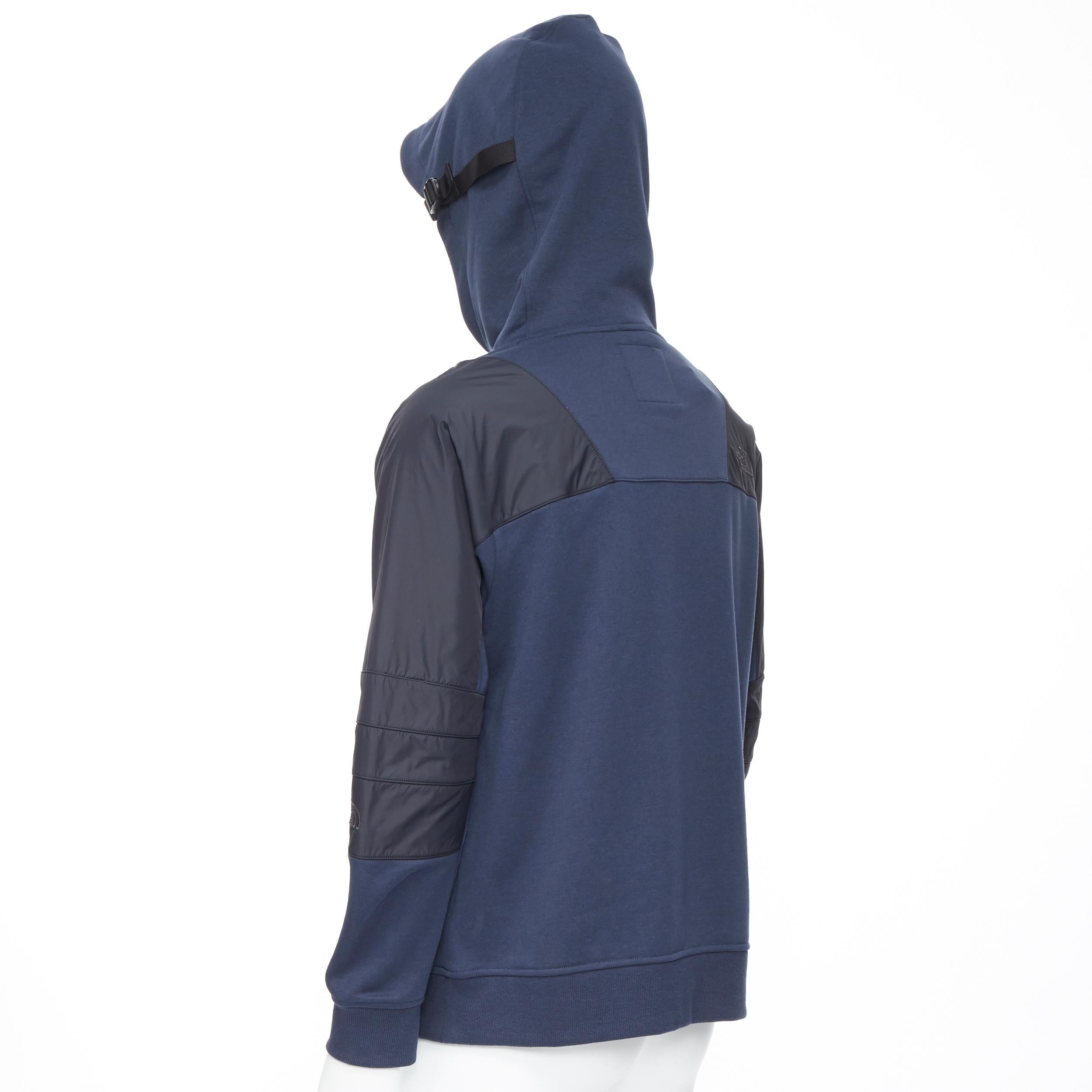 Men's new THE NORTH FACE Urban Navy blue technical nylon insert relaxed hoodie M / L