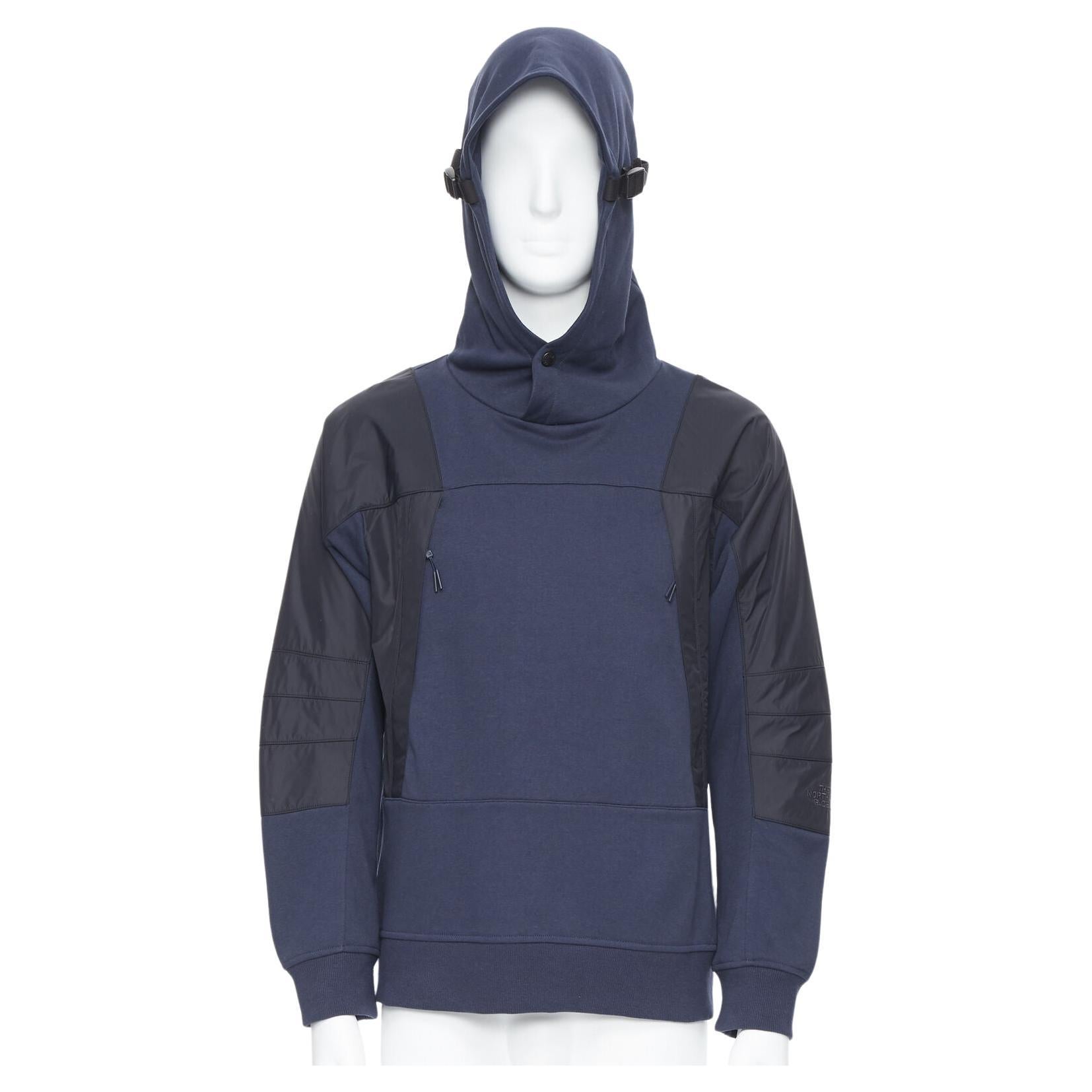 new THE NORTH FACE Urban Navy blue technical nylon insert relaxed hoodie M / L For Sale