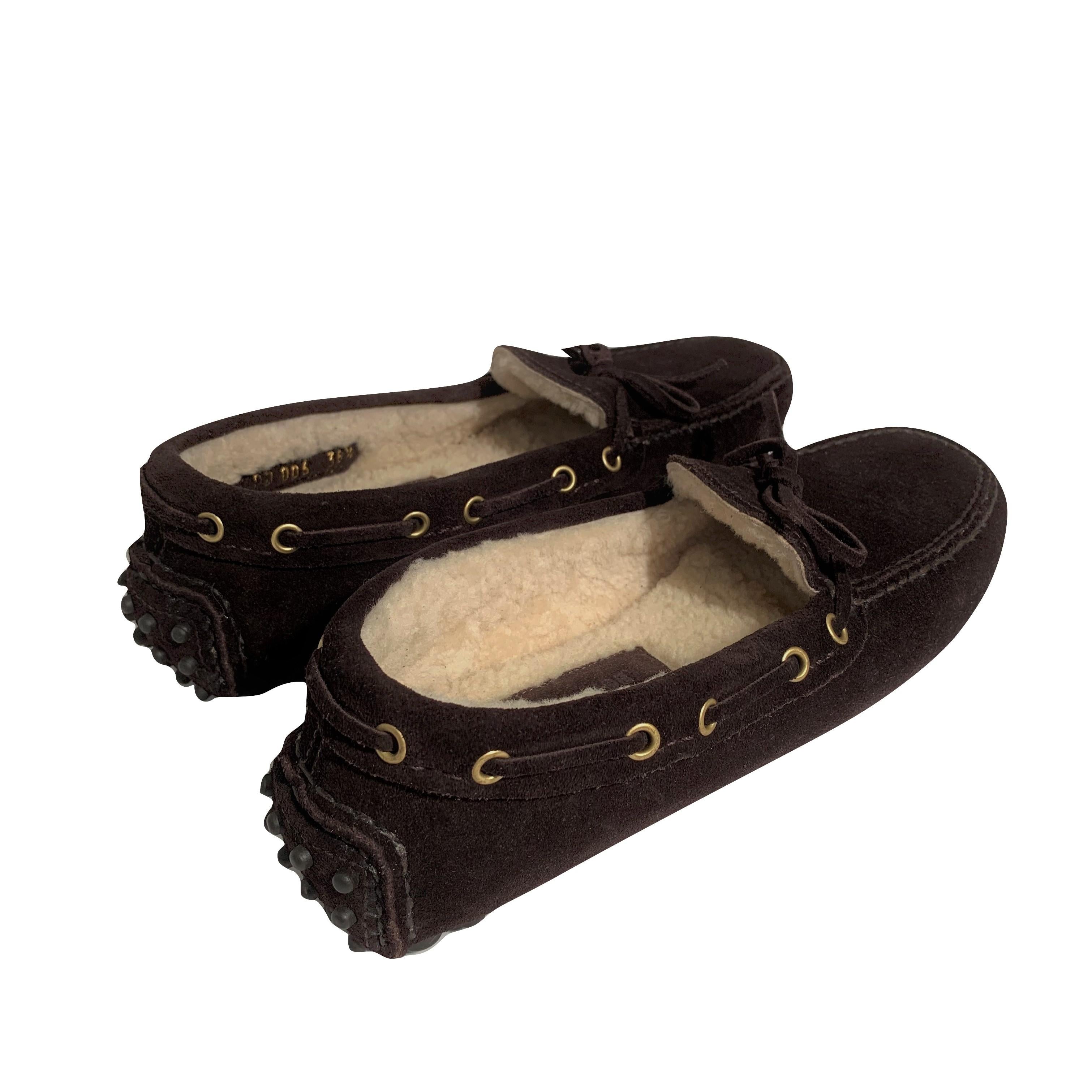 Black Vintage New The Original Prada Car Shoe Flat Moccasin Shearling Driving  Sz 36.5