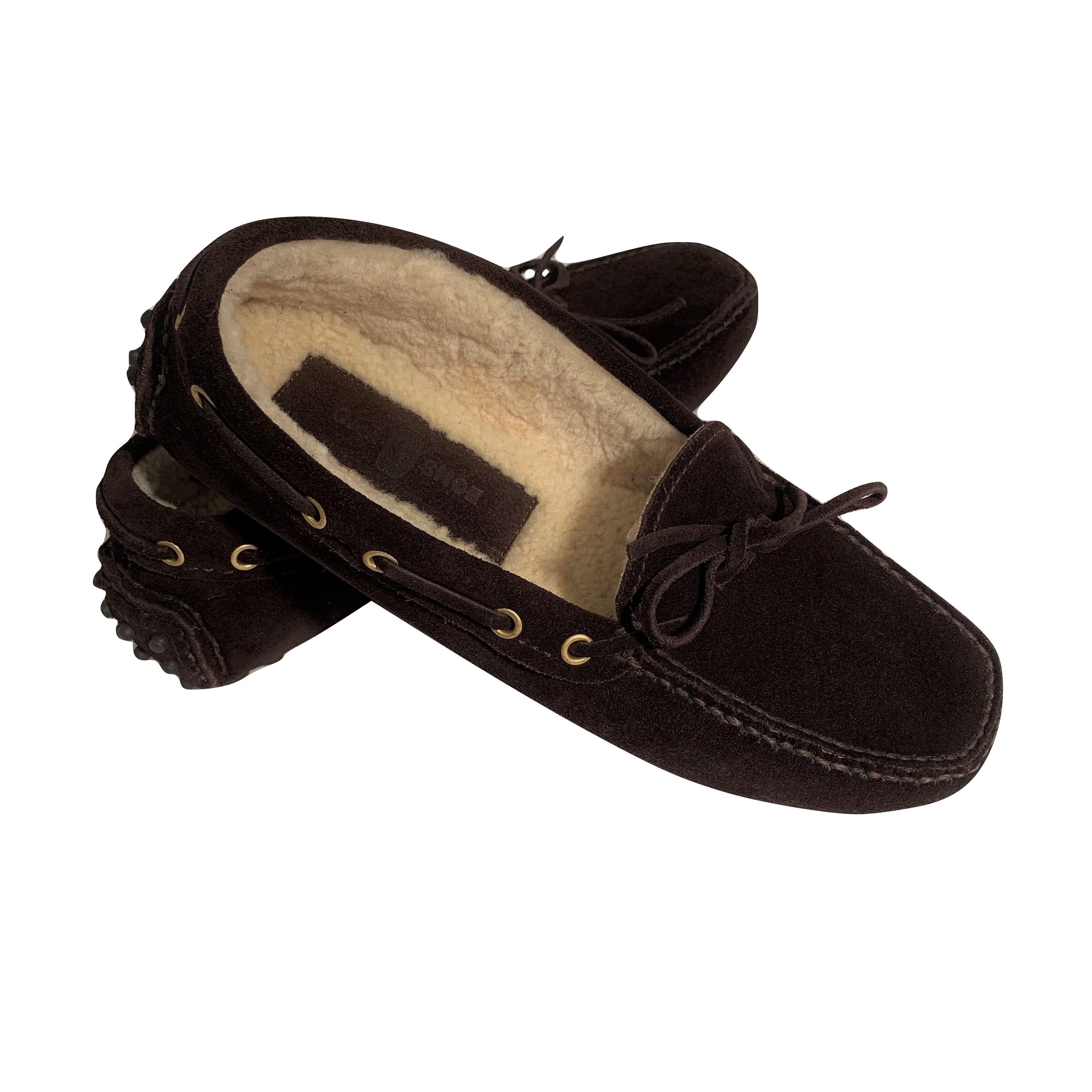 Vintage New The Original Prada Car Shoe Flat Moccasin Shearling Driving  Sz 36.5 In New Condition In Leesburg, VA