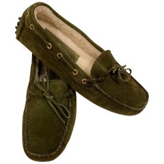 New The Original Prada Car Shoe Flat Moccasin Shearling House Driving Sz 37