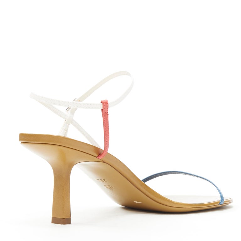 new THE ROW Bare 65 blue red white minimalist strappy mid heel sandals  EU38.5 at 1stDibs